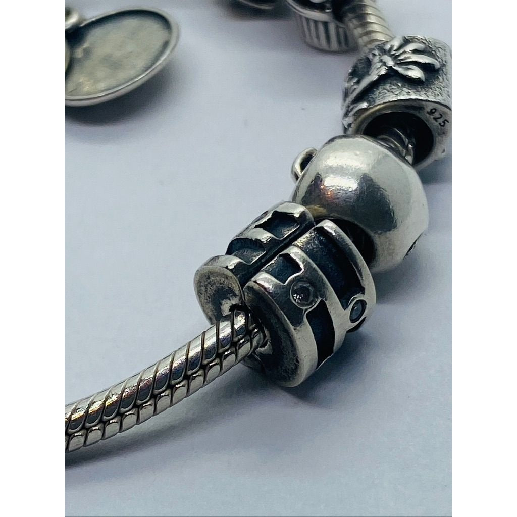 Pandora Sterling Silver Necklace Nature Theme With 11 Charms 16.5"