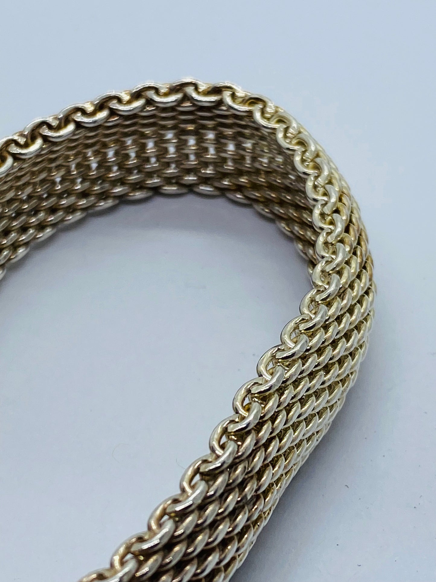 Tiffany & Co. 7.25 Somerset Mesh 15MM Wide Bracelet in Sterling Silver 925