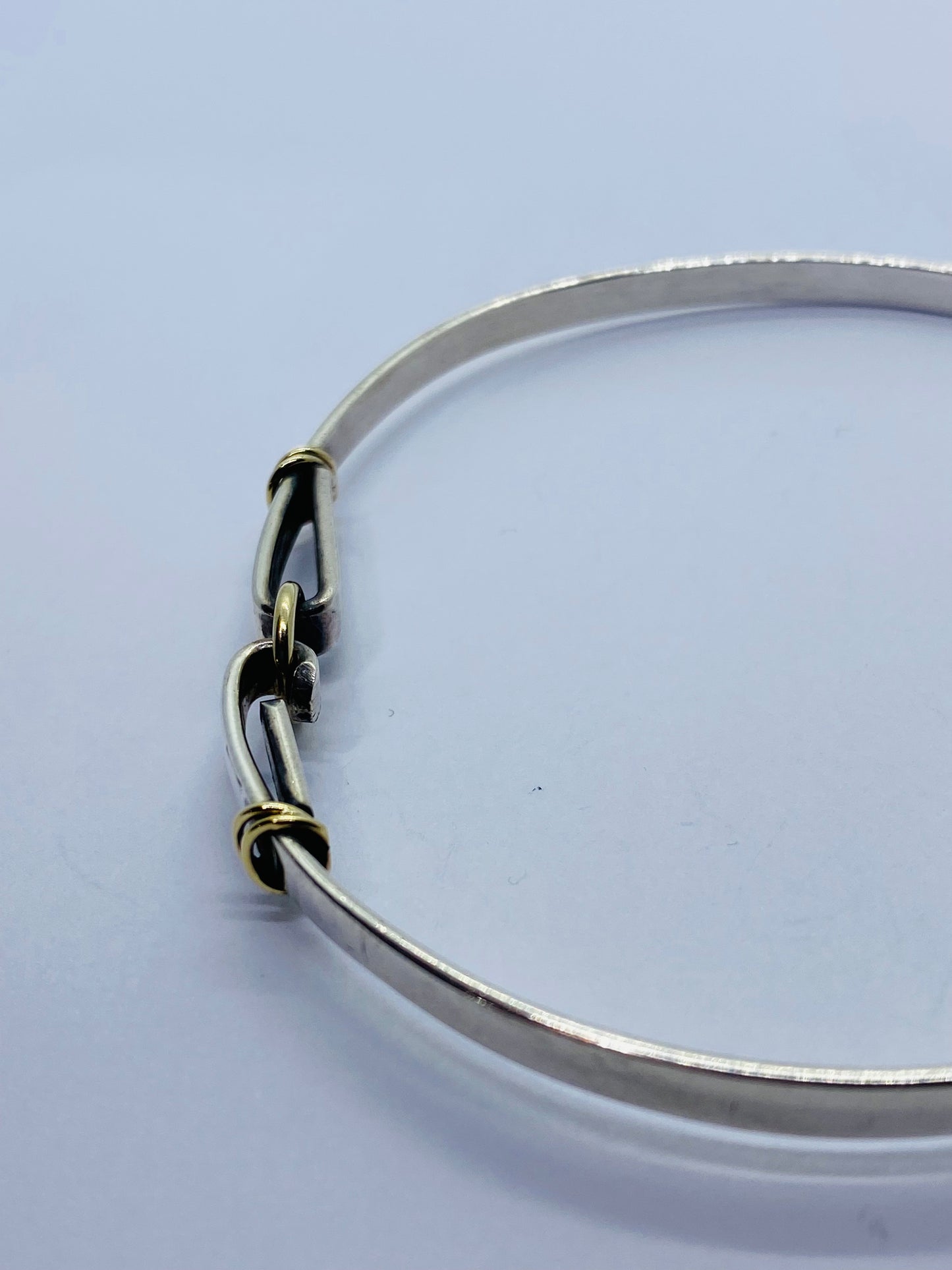 RARE XXL Tiffany & Co. Sterling Silver 18K Yellow Gold Circle Bangle Bracelet