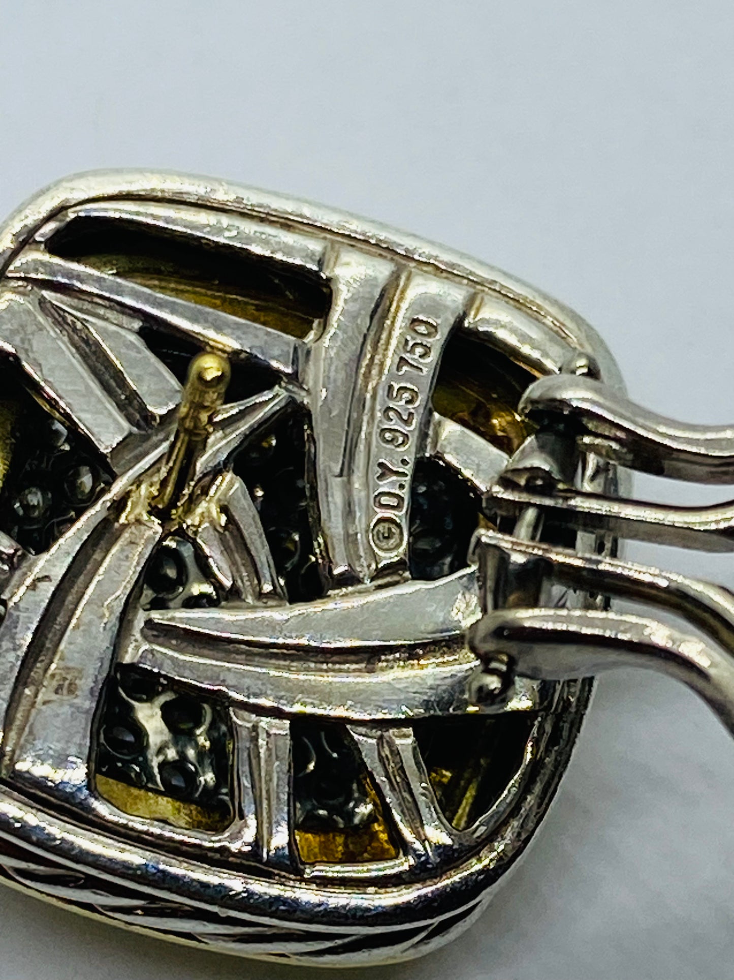 David Yurman Sterling Silver 18k 14MM Pave Diamond Albion Earring SINGLE