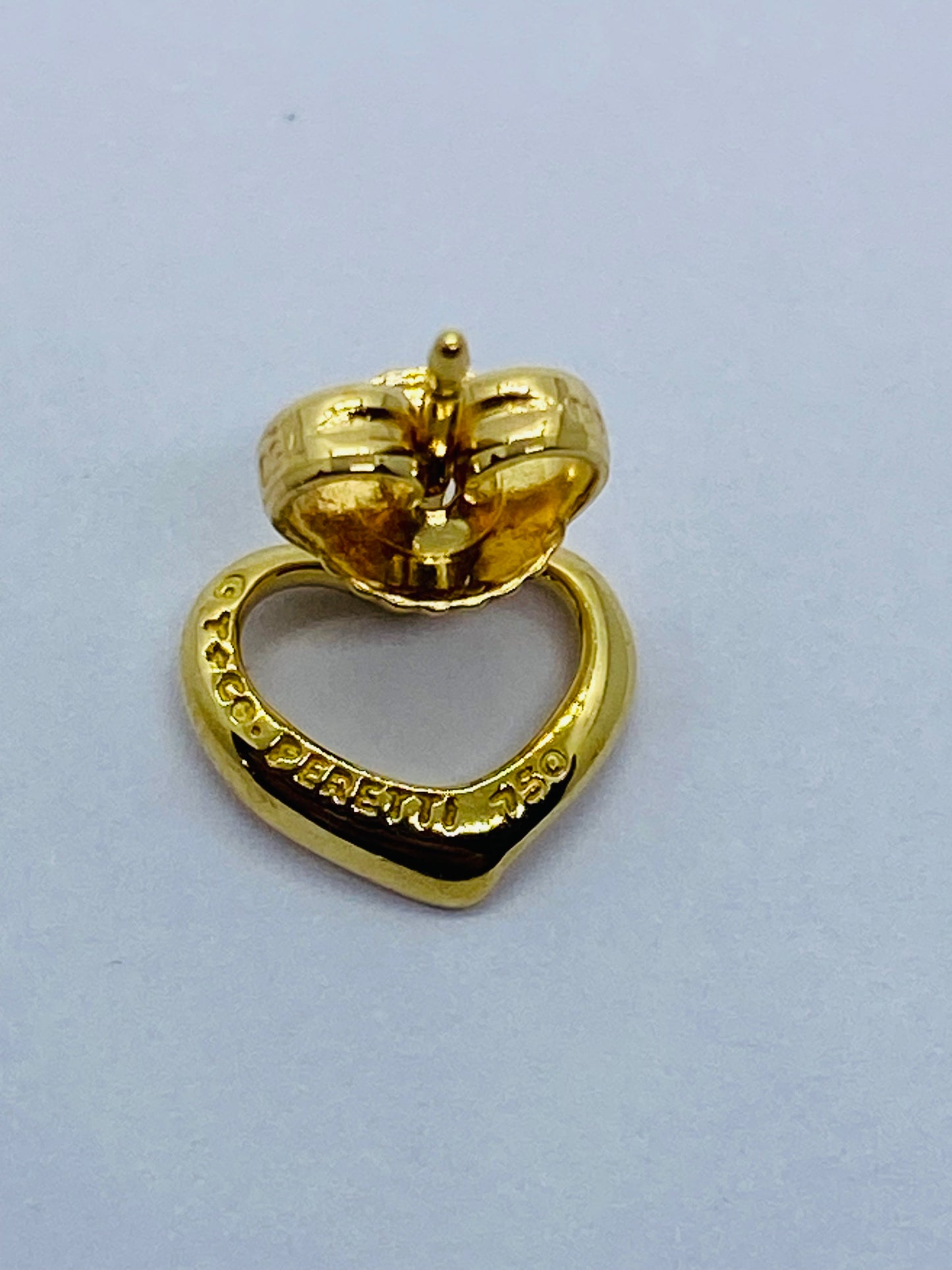 Tiffany & Co. Elsa Peretti 18K Yellow Gold Open Heart Stud Earrings READ