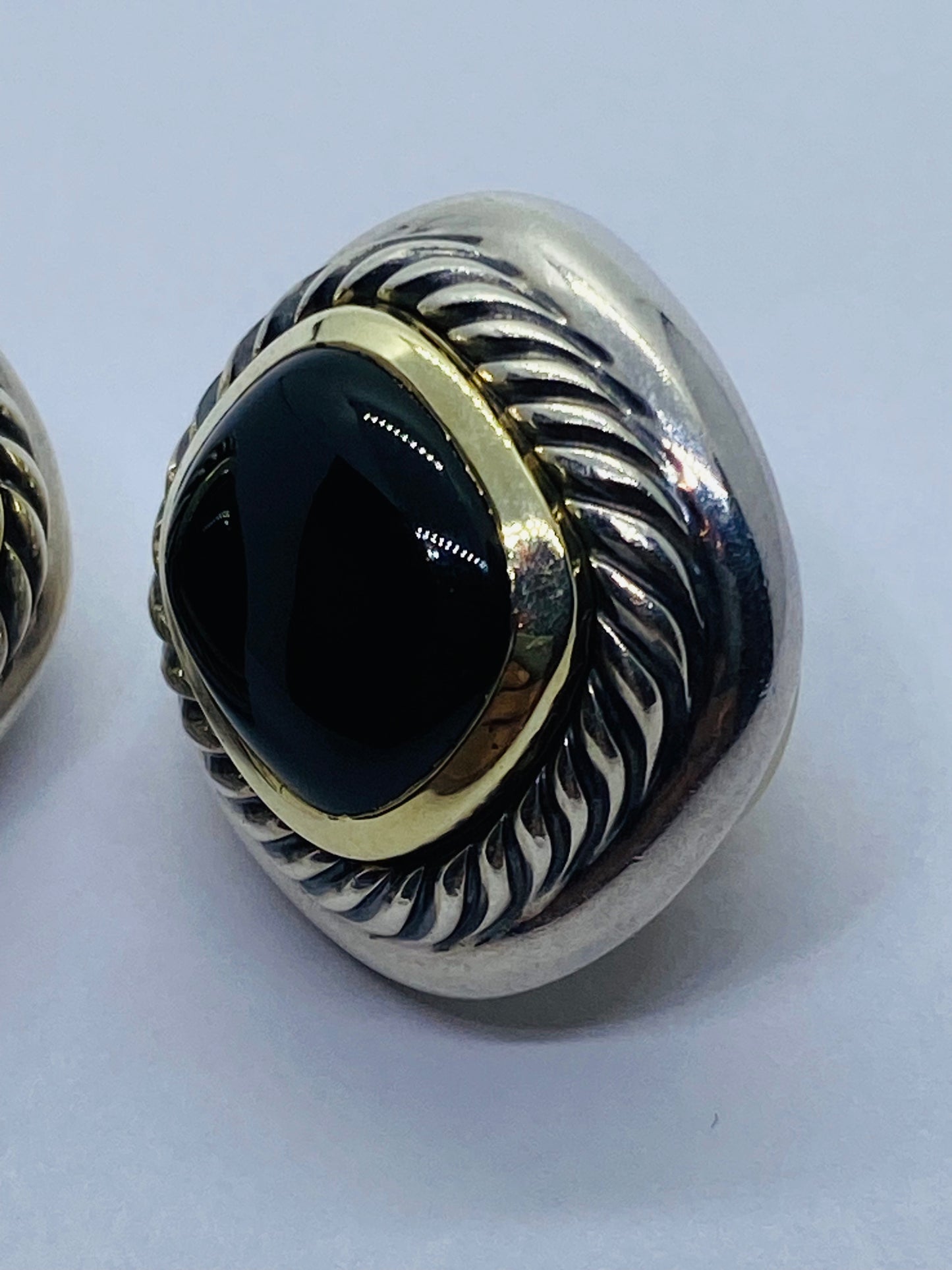 David Yurman Albion ONYX Two-Tone 14K Gold & 925 Sterling Silver Earrings 20mm