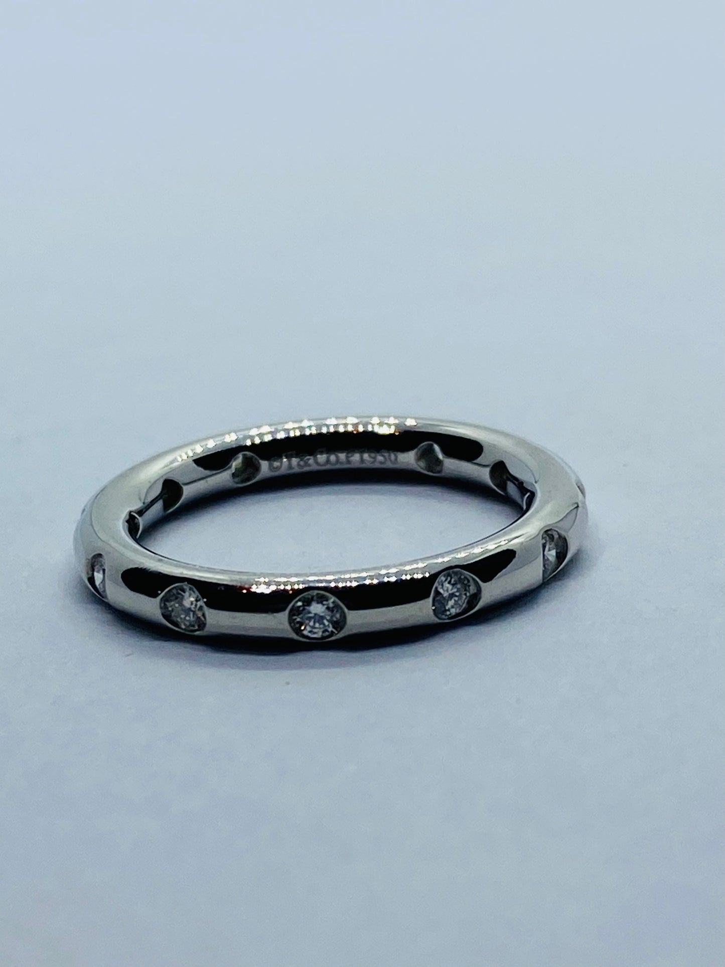 Tiffany & Co. Etoile Platinum Diamond Wedding Band Eternity, .36 TCW Box! Size 5