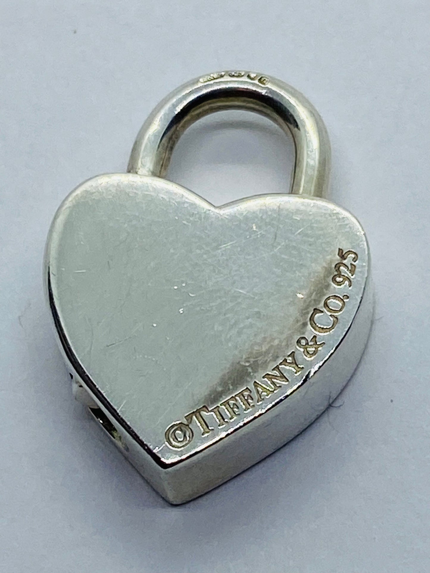 Tiffany & Co Silver I LOVE YOU Heart Padlock Charm Pendant Love Script pouch