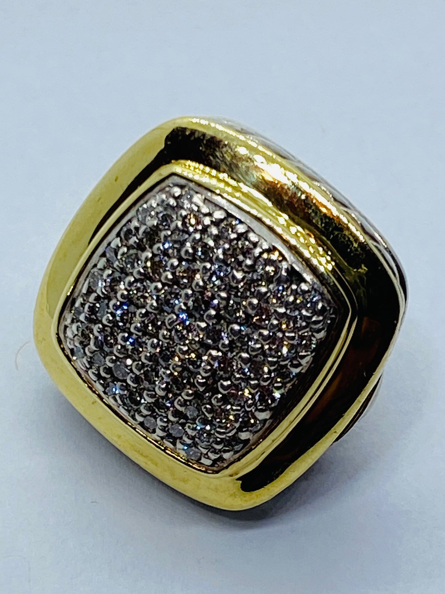 David Yurman Sterling Silver 18k 14MM Pave Diamond Albion Earring SINGLE