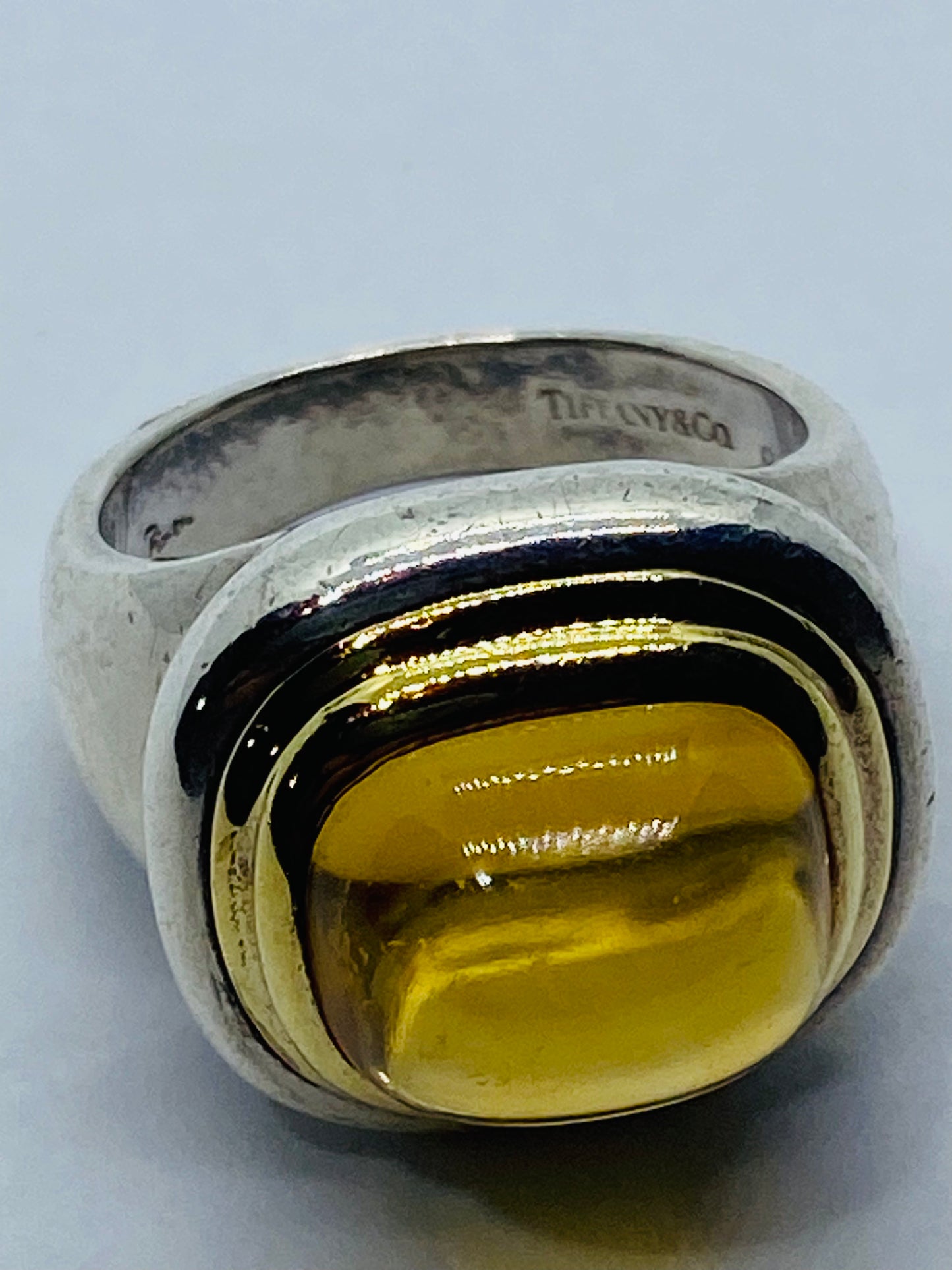 Tiffany & Co Sugar Loaf PALOMA PICASSO Sterling Silver 18k 750 Gold Citrine Ring