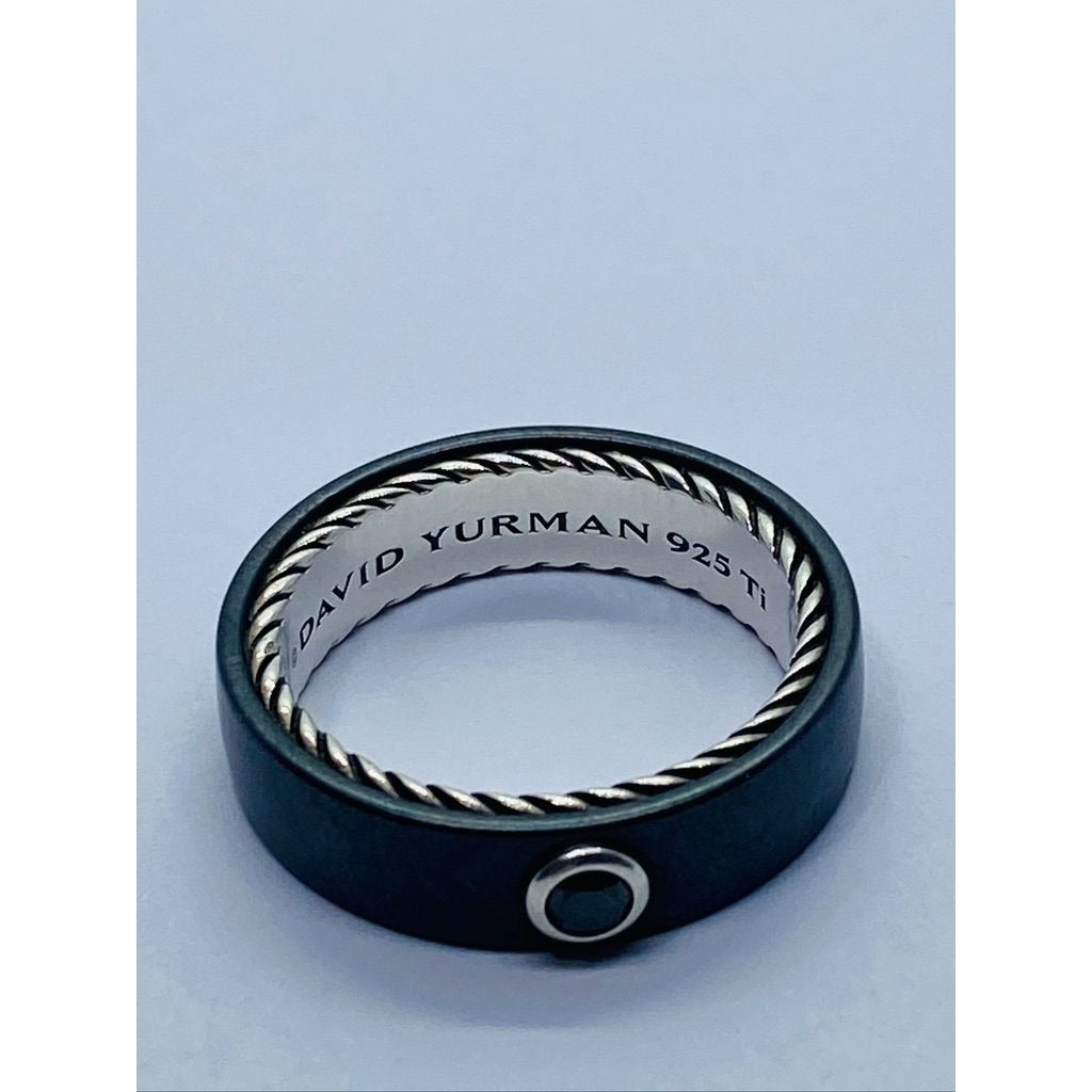 Mens David Yurman Black Diamond Titanium Sterling Ring Size 10.