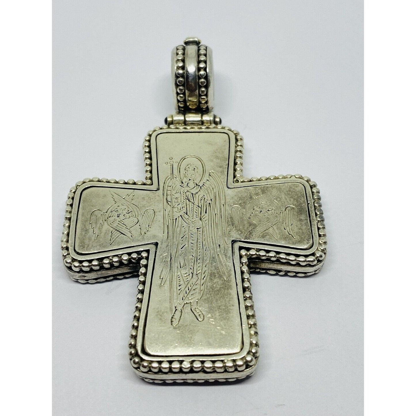 Konstantino 925 Silver Cross Pendant with Yellow Gold Accents 76x51mm HUGE HEAVY