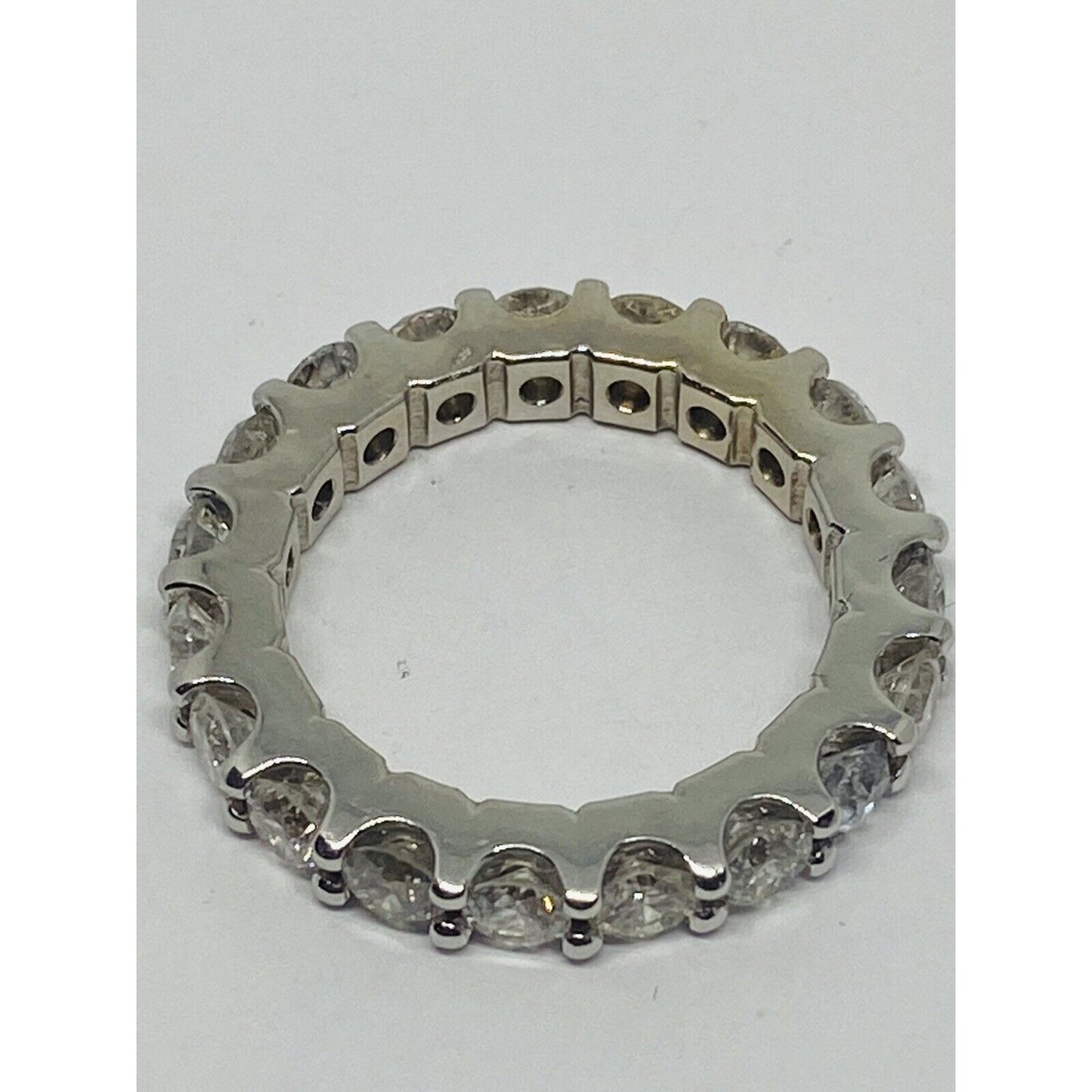 18K White Gold 3.23TCW diamond eternity band ring size 6 Mint Condition