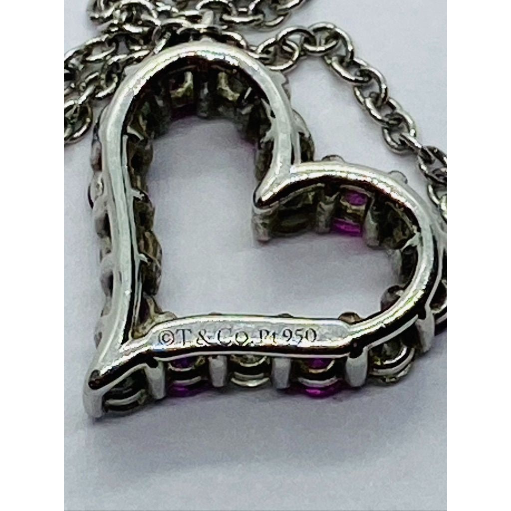 Tiffany & Co Pink Sapphire Diamond Platinum Necklace 16"