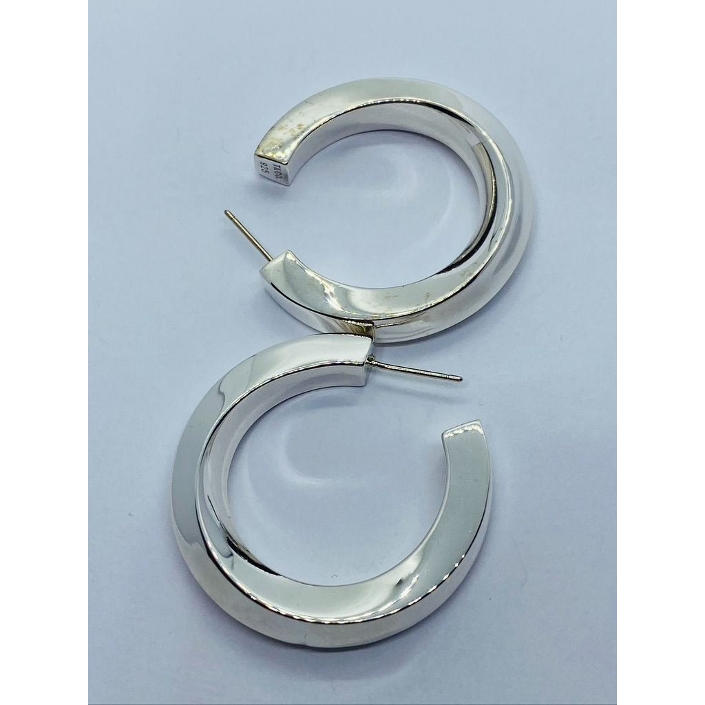 TIFFANY & CO 925 Sterling Silver LARGE Twist Hoop Earrings 36mm