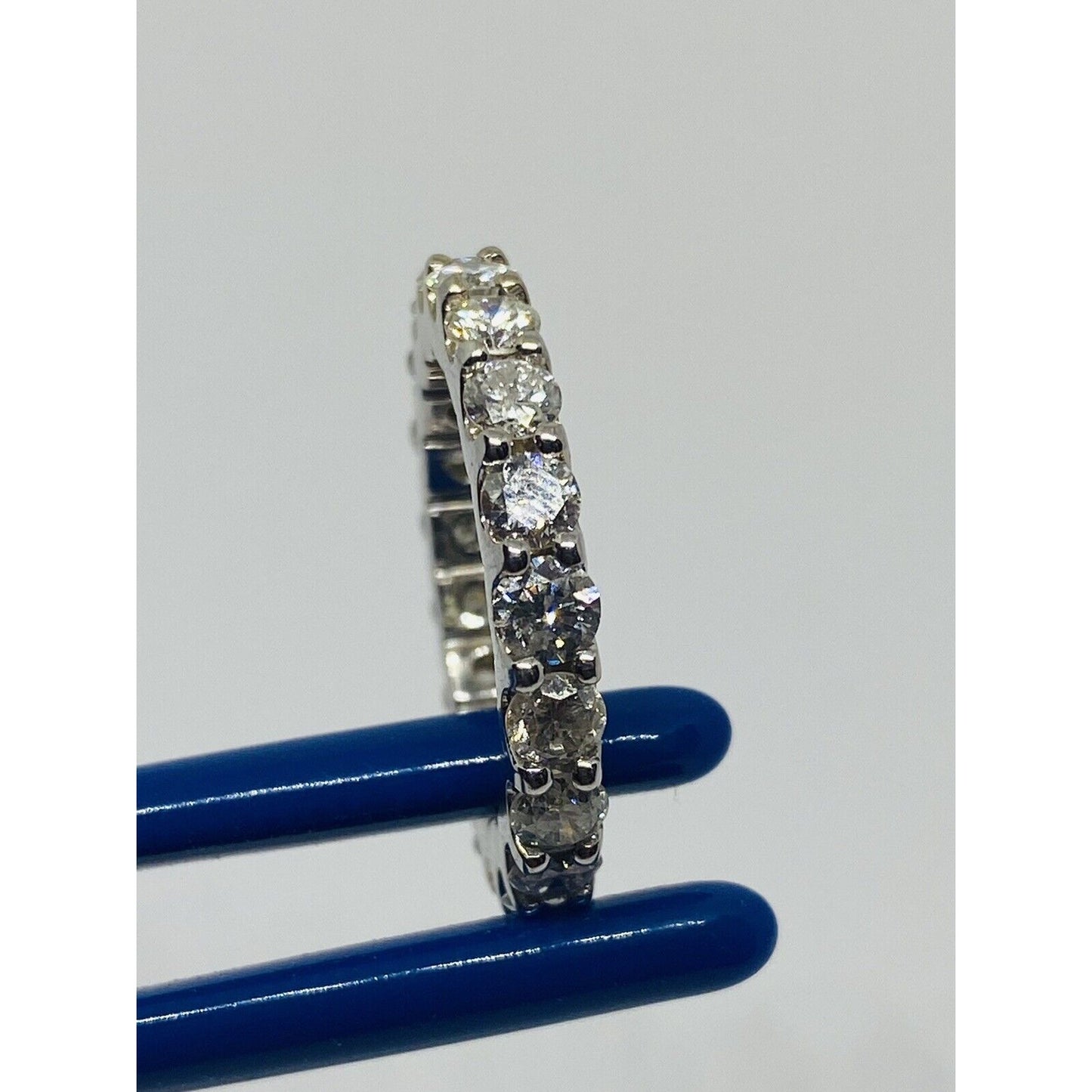 18K White Gold 3.23TCW diamond eternity band ring size 6 Mint Condition