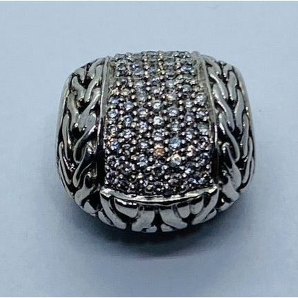 John Hardy Pave` Diamond 18K 750 Sterling Silver 925 Slide Pendant