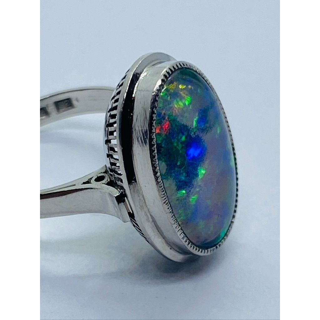 Platinum Woman Multicolor Oval Opal Size 5