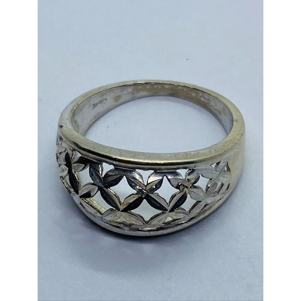 14K White Gold Basket Dome Style Ring Size 6.75