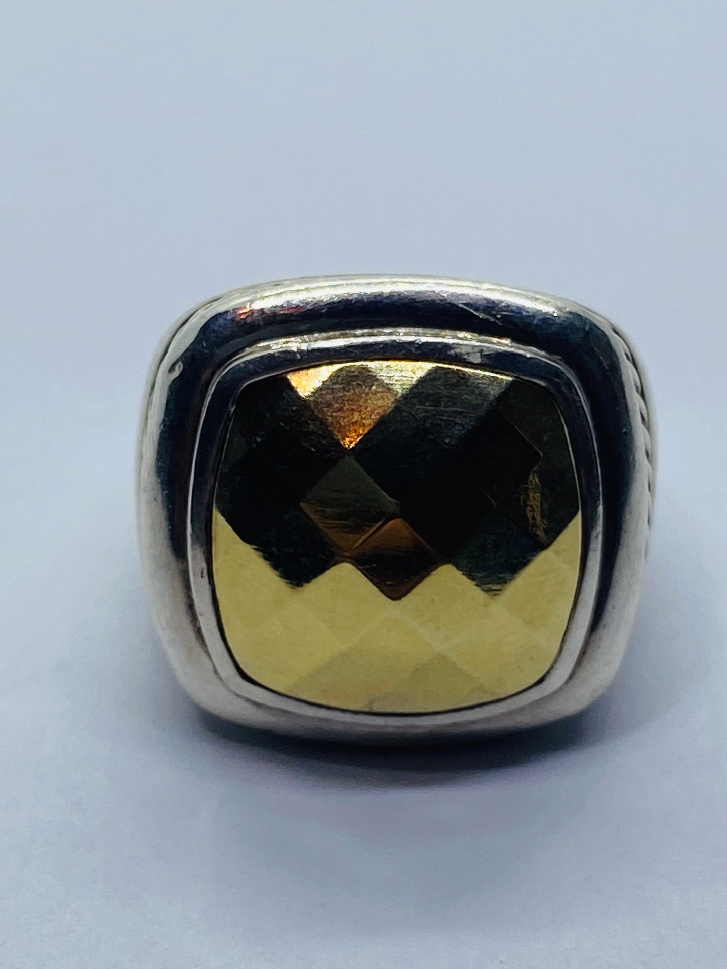 David Yurman Albion Faceted Dome Ring in 18kt Gold/Sterling Size 6