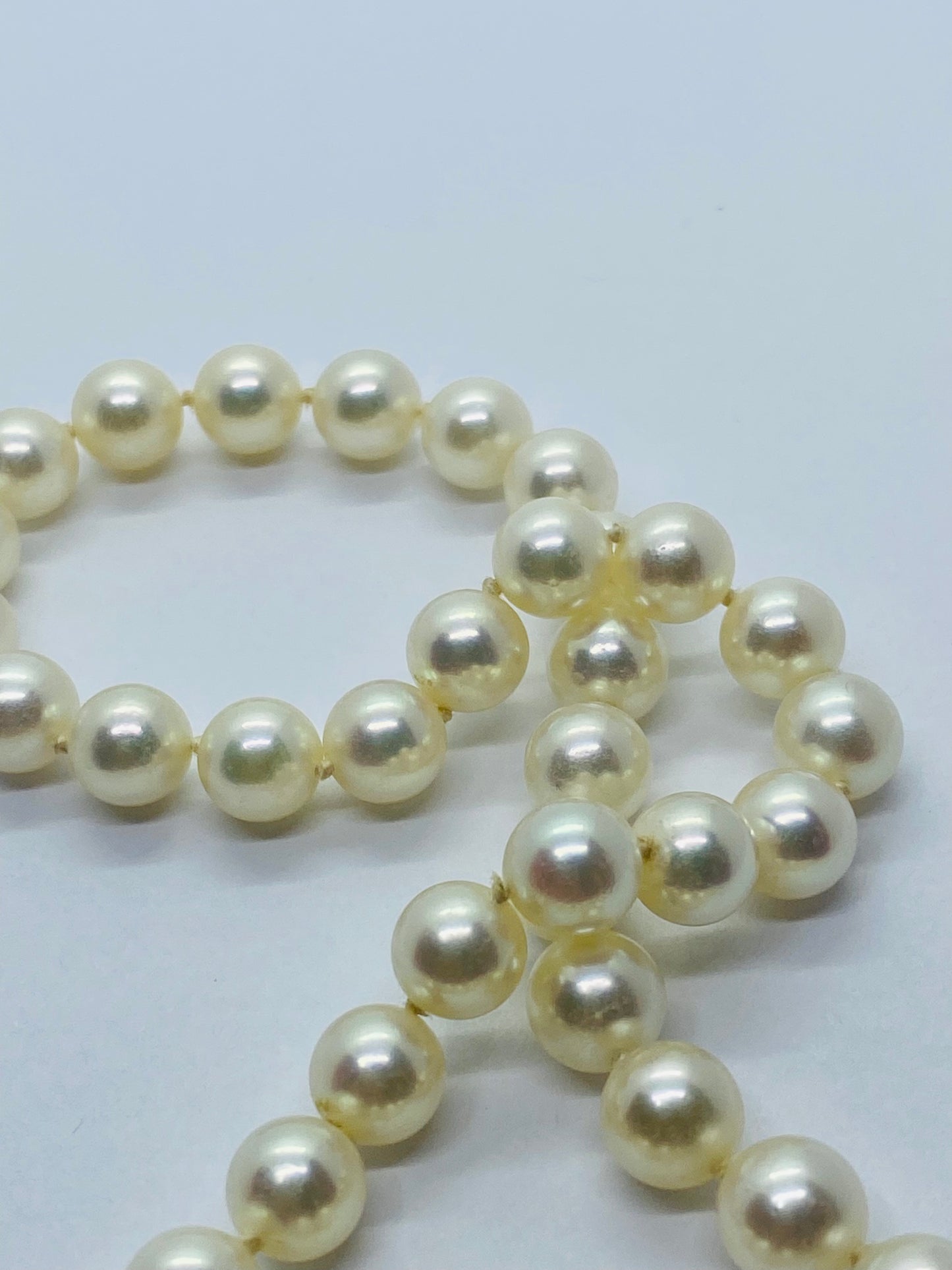 Tiffany & Co. 18k White Gold Signature X Clasp 7-7.5mm Pearl Necklace 16.5”