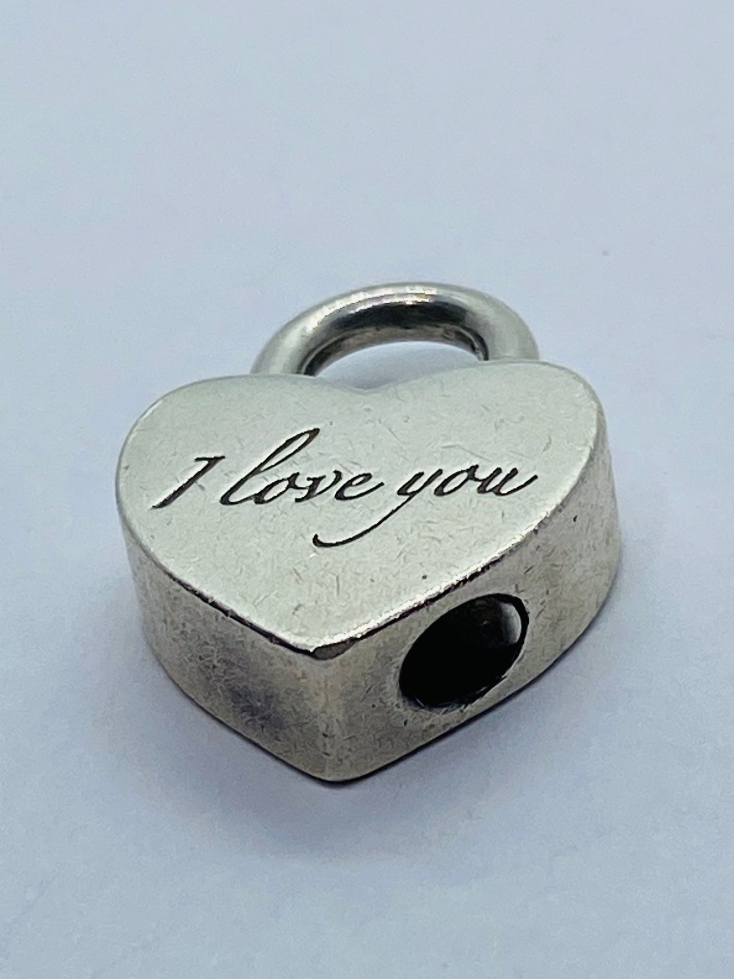Tiffany & Co Silver I LOVE YOU Heart Padlock Charm Pendant Love Script
