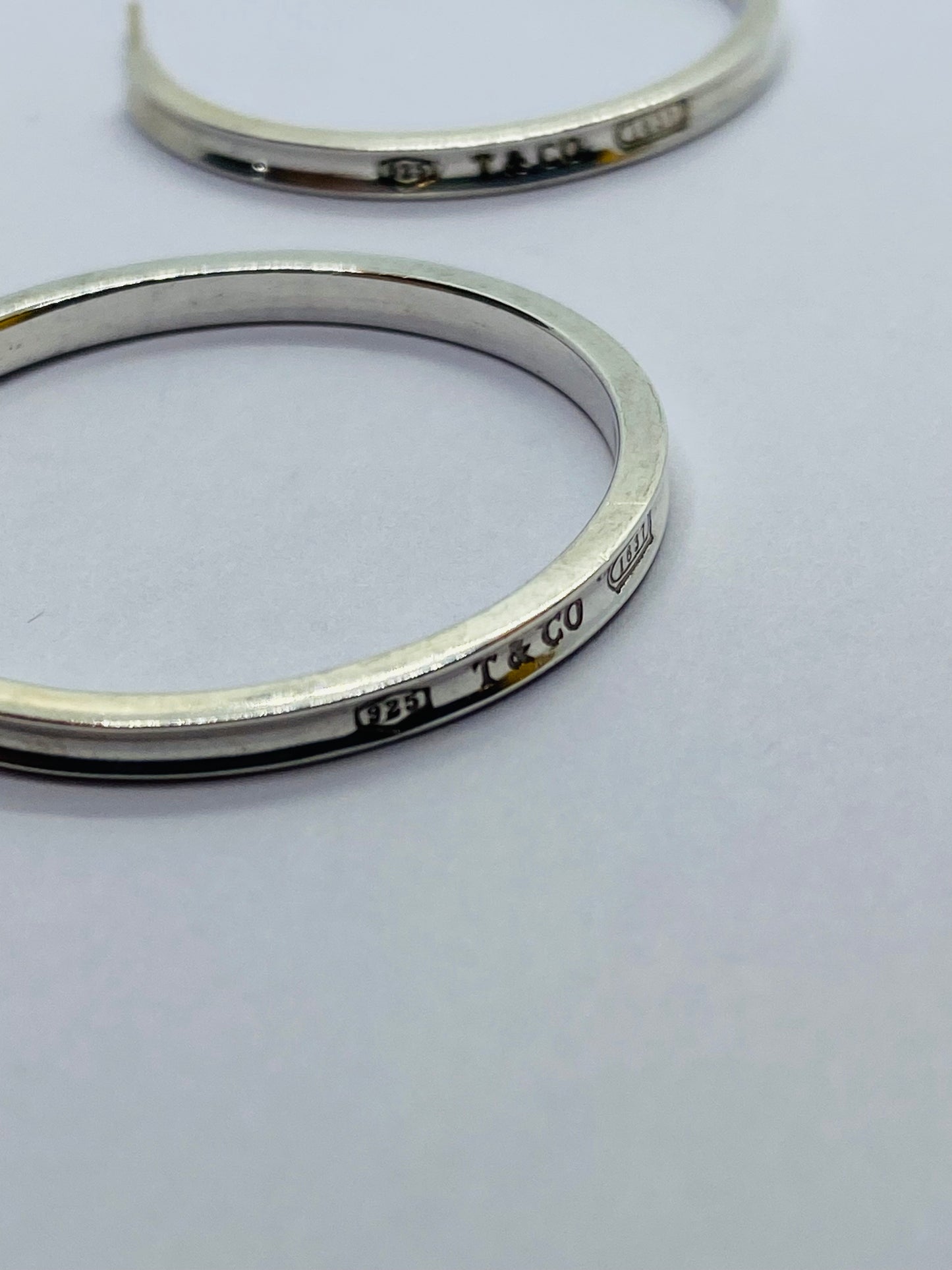 Tiffany & Co. 1837 Narrow Large 33mm Hoop Earrings Love Sterling Silver