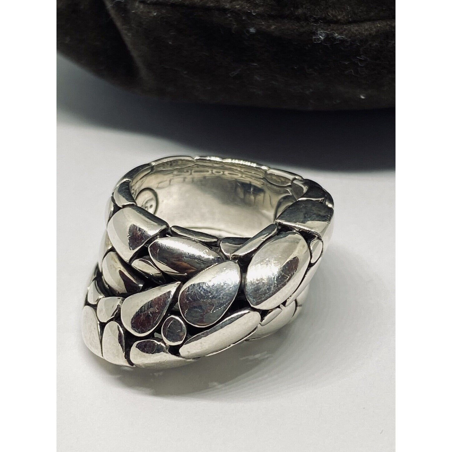 John Hardy Classic Pebble Sterling Silver Overlap Ring Sz 7