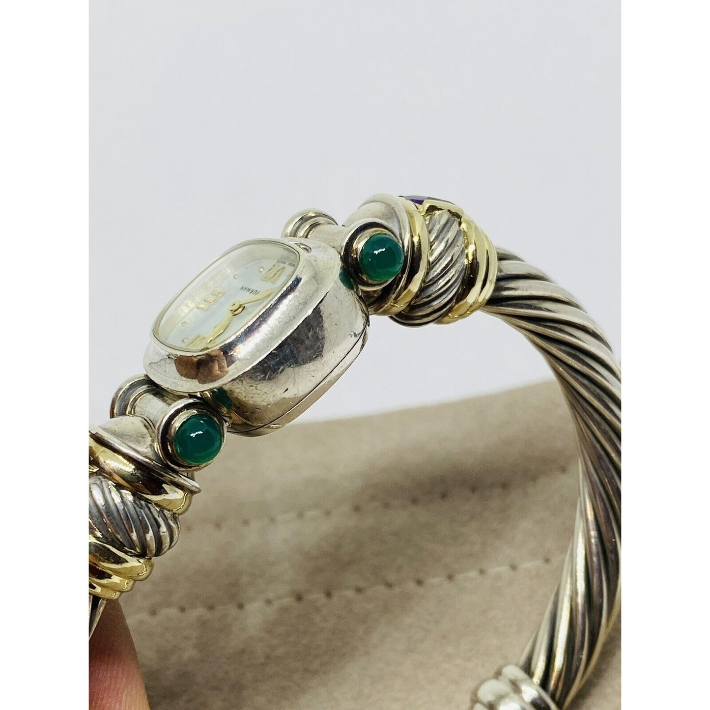 David Yurman 14k 925 Cable Amethyst Green Onyx Ladies Watch