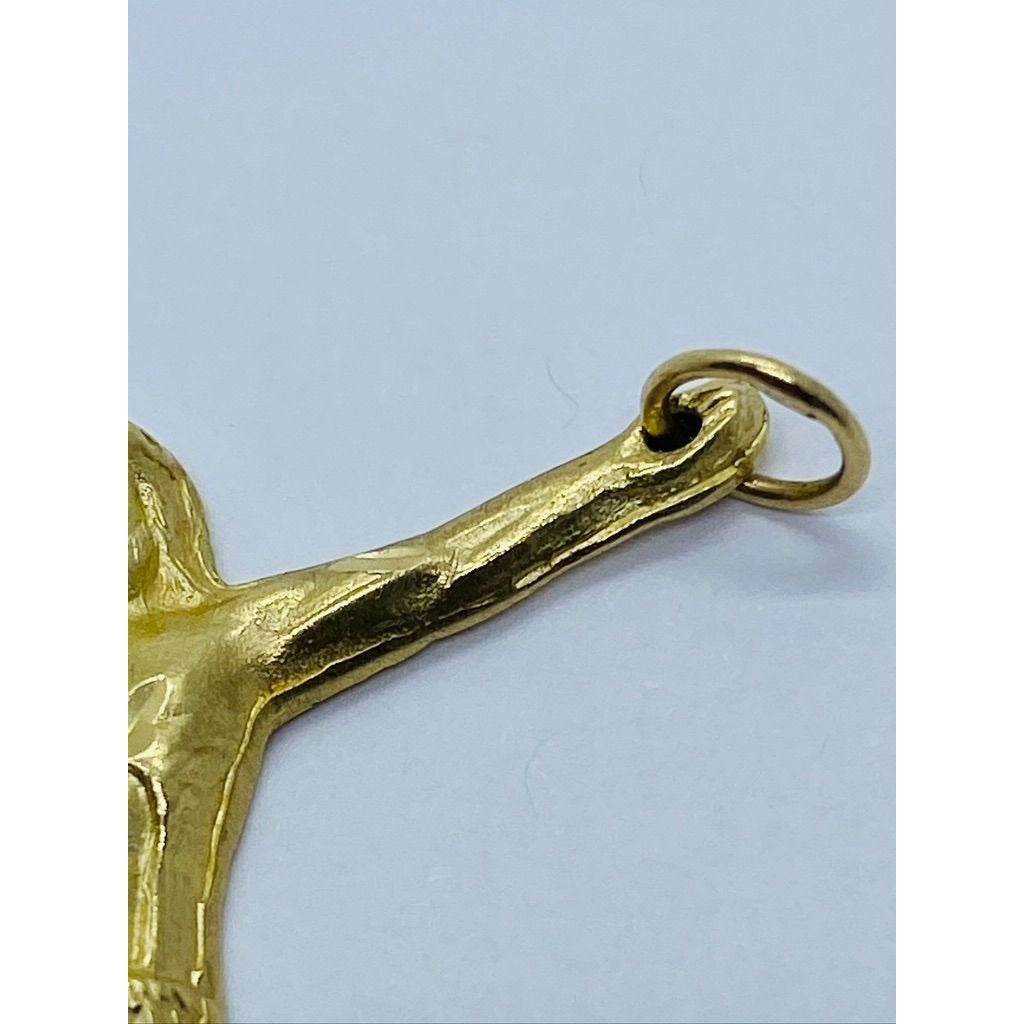 14K Yellow Gold Cross Crucifix Charm Pendant 44 x 37 MM