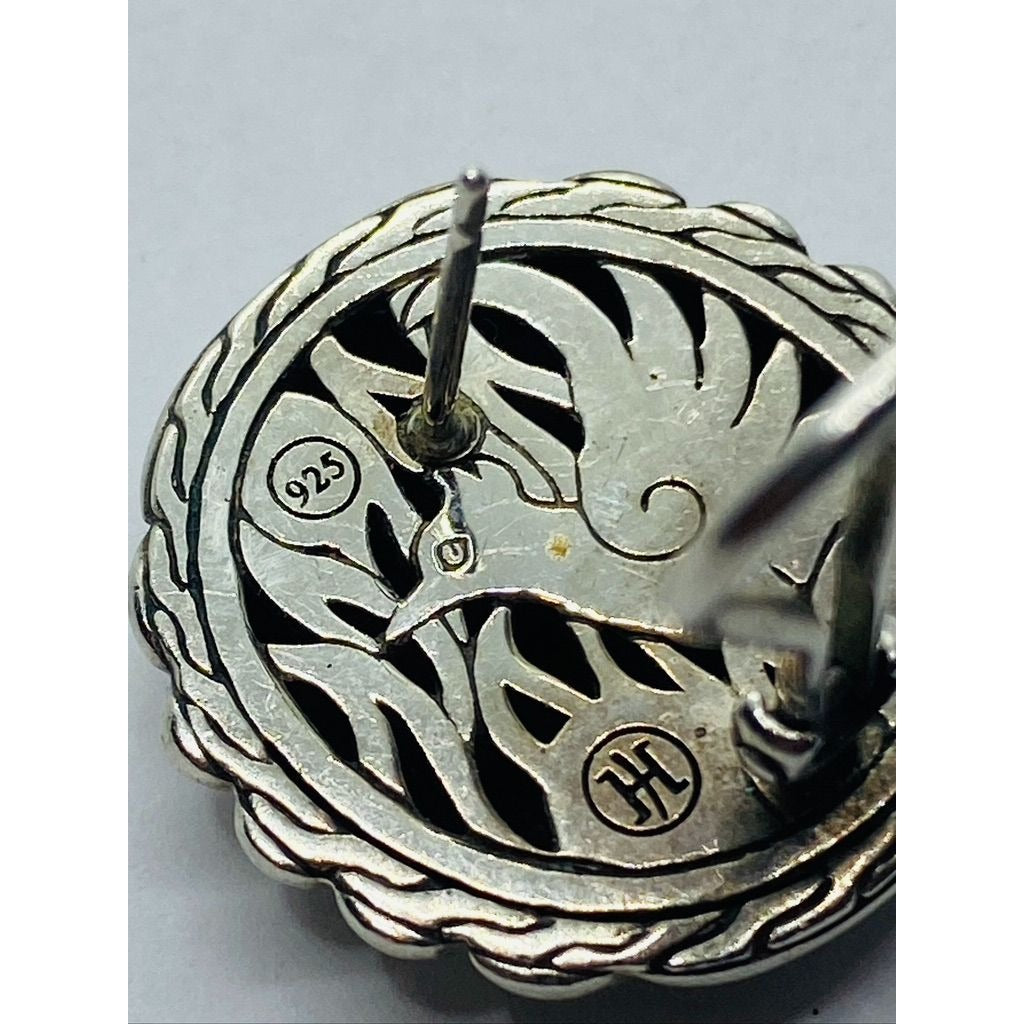 John Hardy Ribbed Post Clip On Earrings Sterling Silver 925