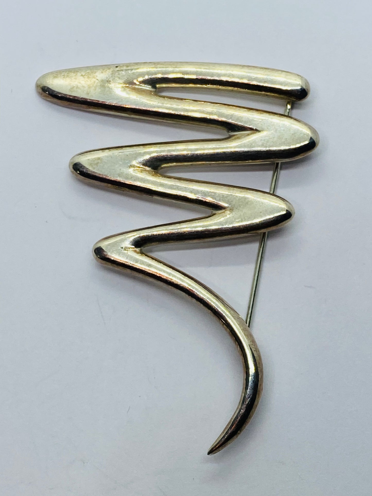 Tiffany & Co Paloma Picasso Sterling Silver Zig Zag Vintage Brooch. LARGE