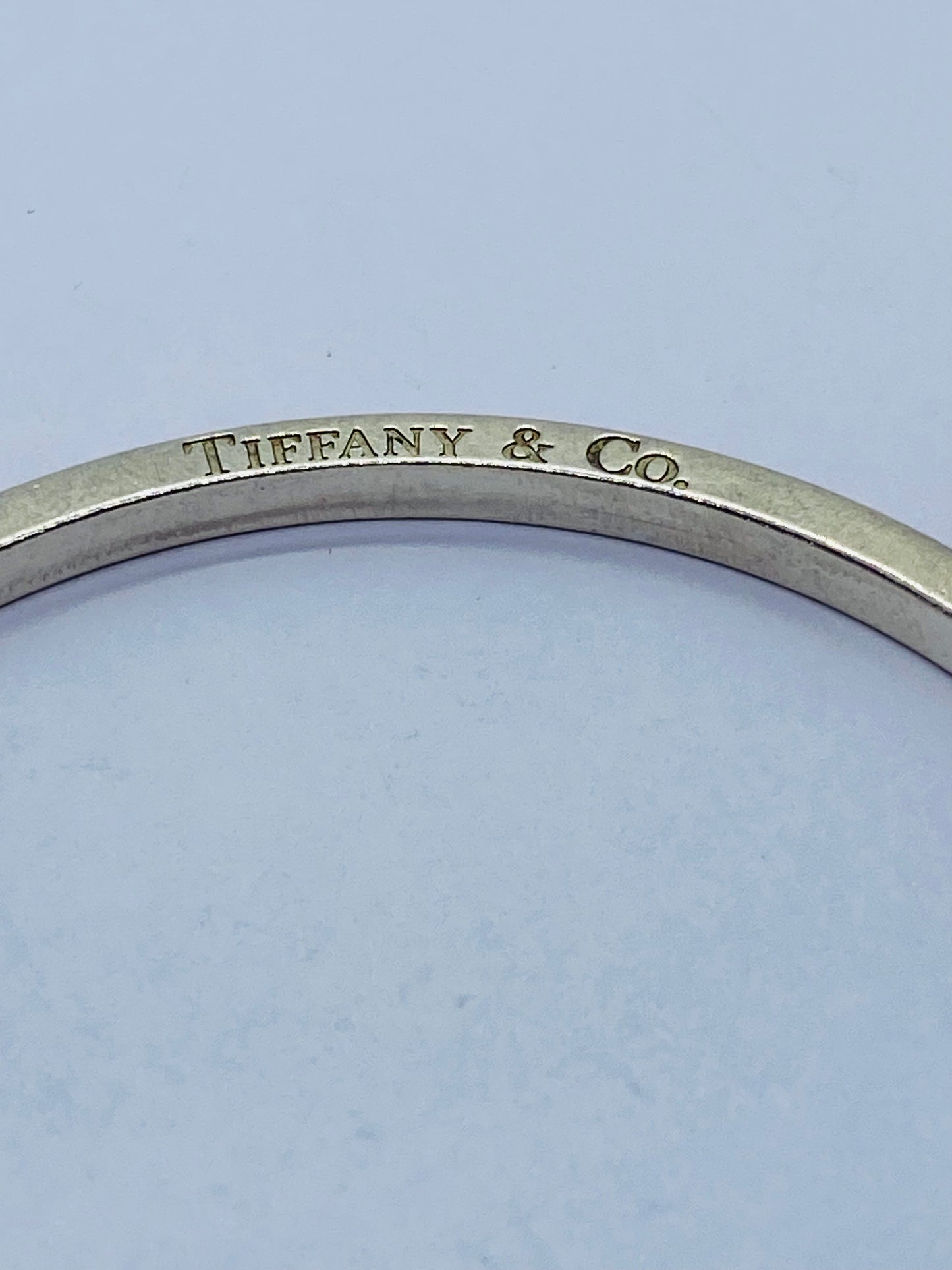 RARE Tiffany & Co. Silver Red Enamel Stripe Bangle Bracelet POUCH
