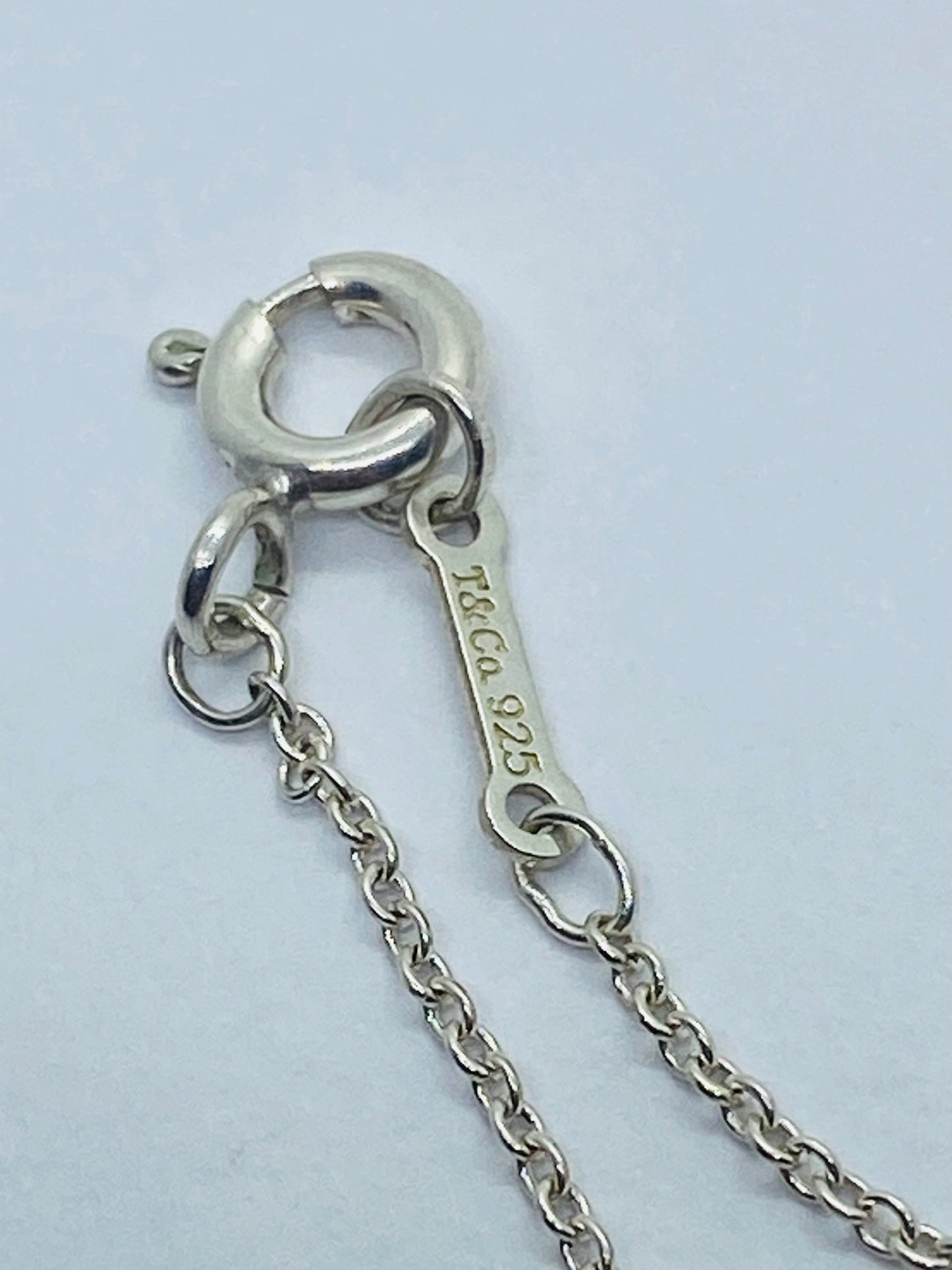Tiffany & Co 925 Sterling Silver Lollipop Blue Enamel Necklace 16”
