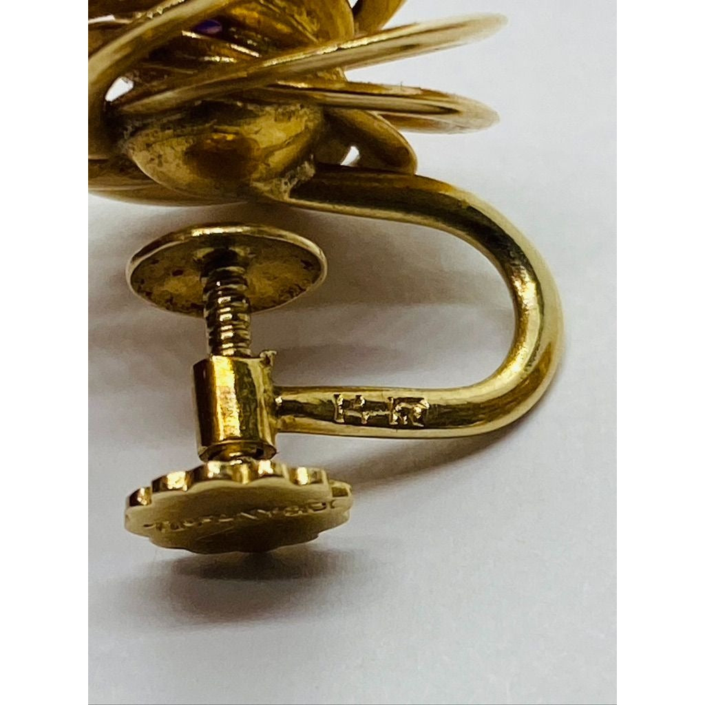 GENUINE TIFFANY & CO 14K GOLD AMETHYST SCREW BACK EARRINGS