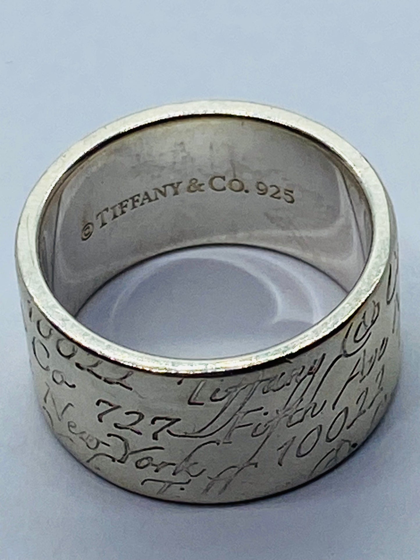 Tiffany & Co Silver Wide Notes Fifth Ave Ring Size 5.5 10mm Wide