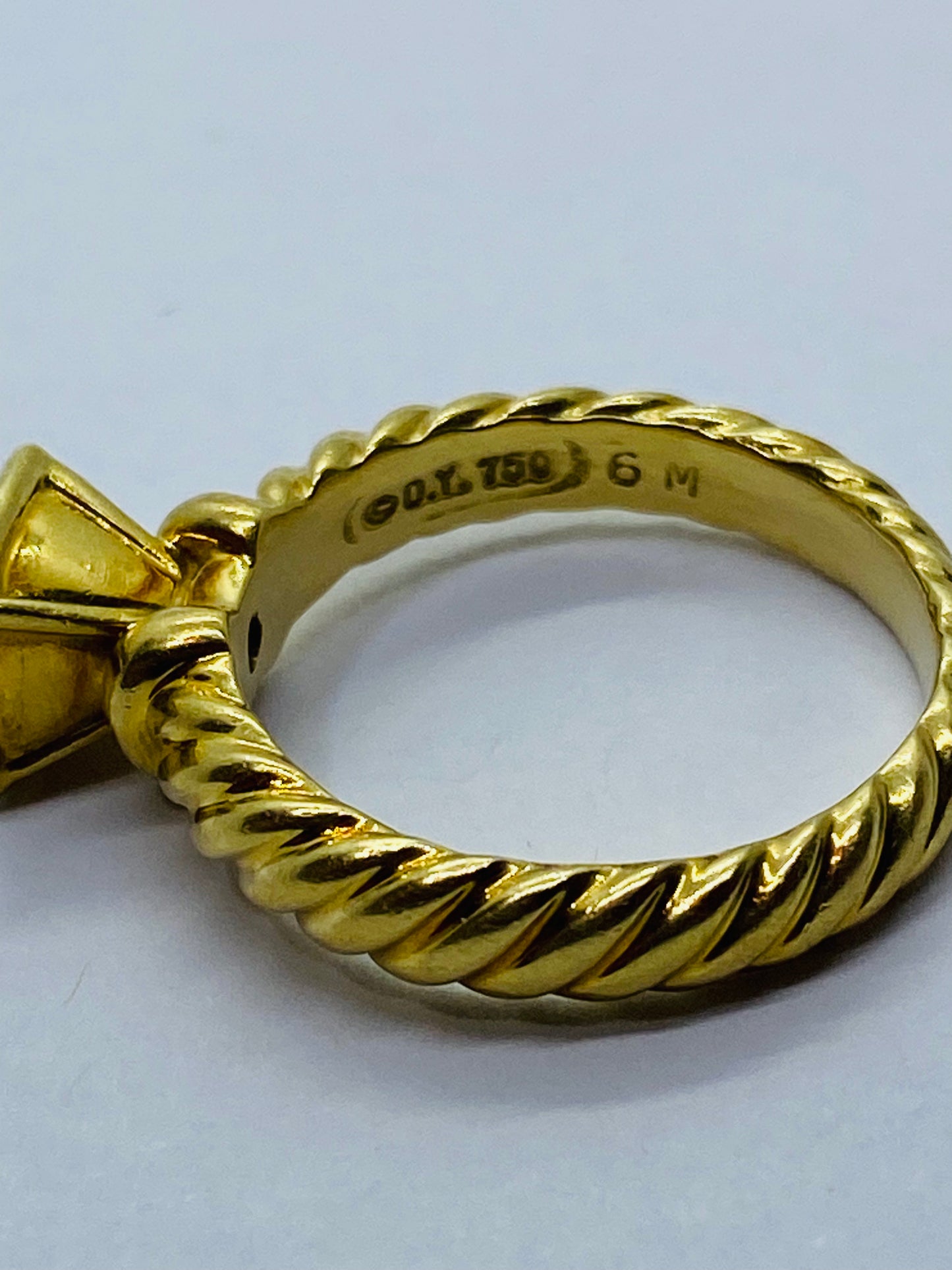 David Yurman 18K Yellow Gold Amethyst Cable Ring Size - 6