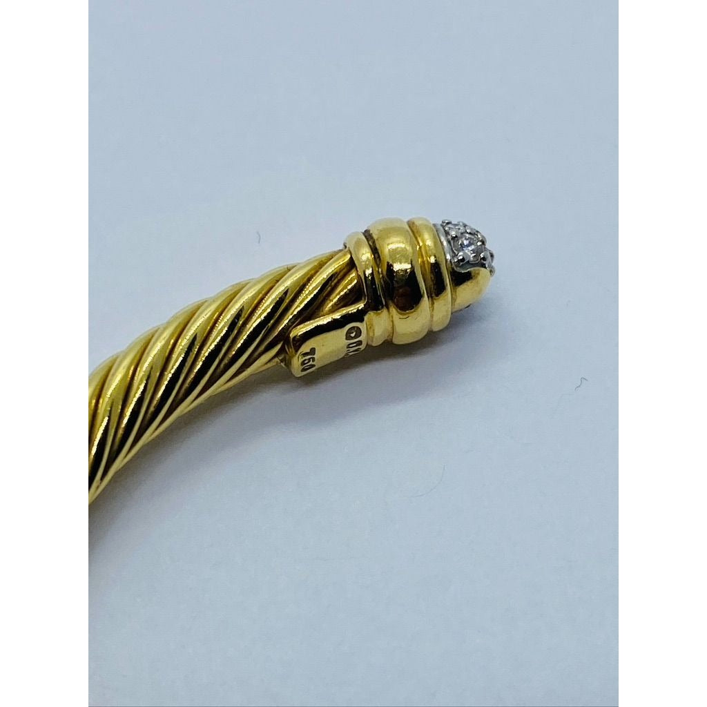 DAVID YURMAN 18K YELLOW GOLD AND DIAMOND CLASSIC CABLE BANGLE Bracelet