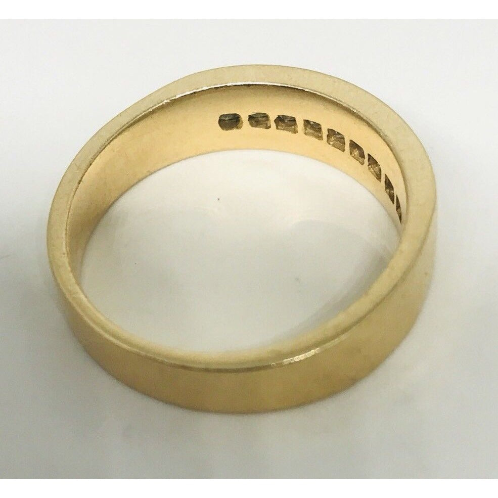 Estate .54CT Princess Cut Diamond 14k Gold Mens Wedding Ring Band