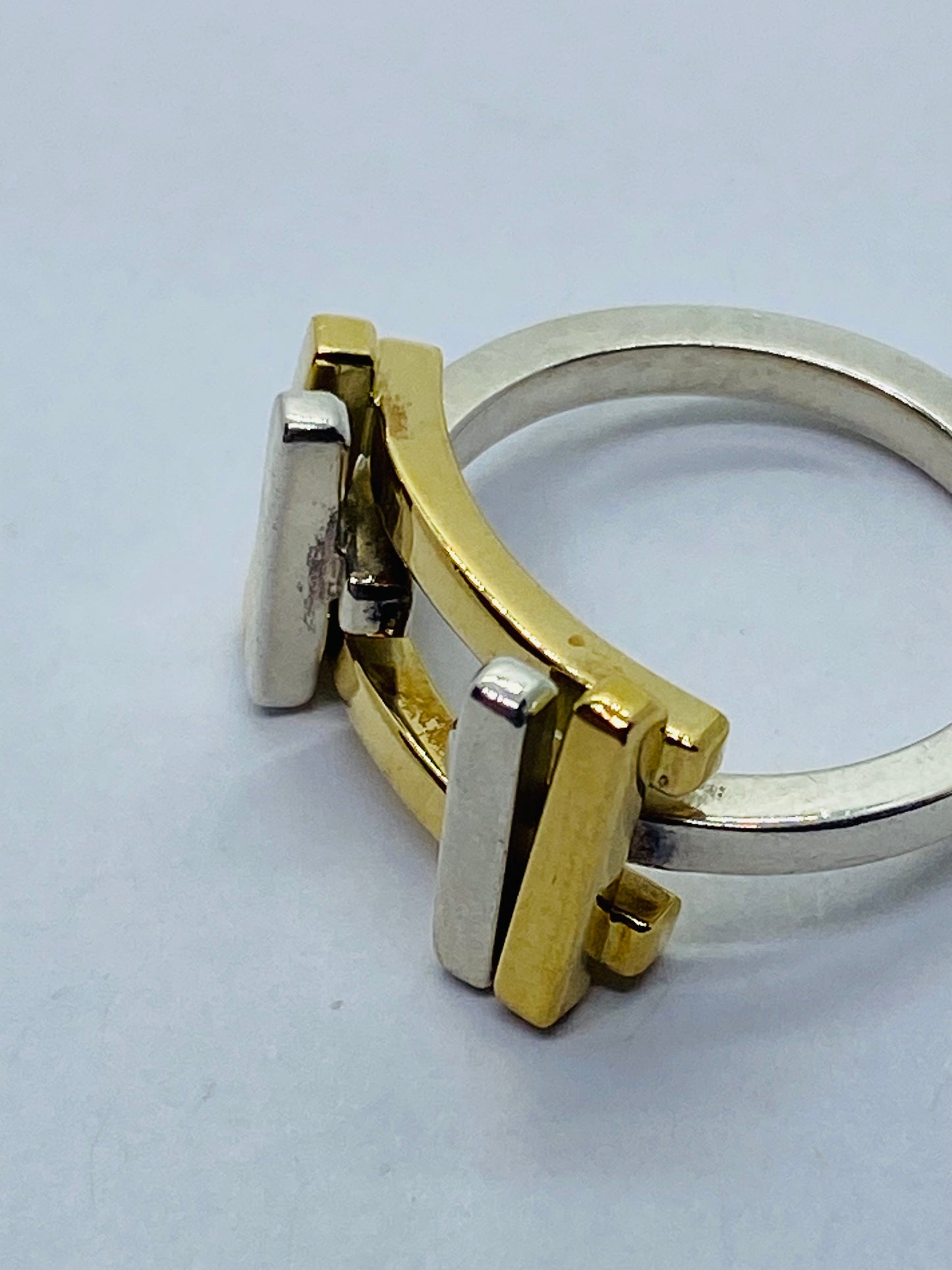 Tiffany & Co Frank Gehry Sterling 18k Gold Axis Flex Band Ring Size 5.5