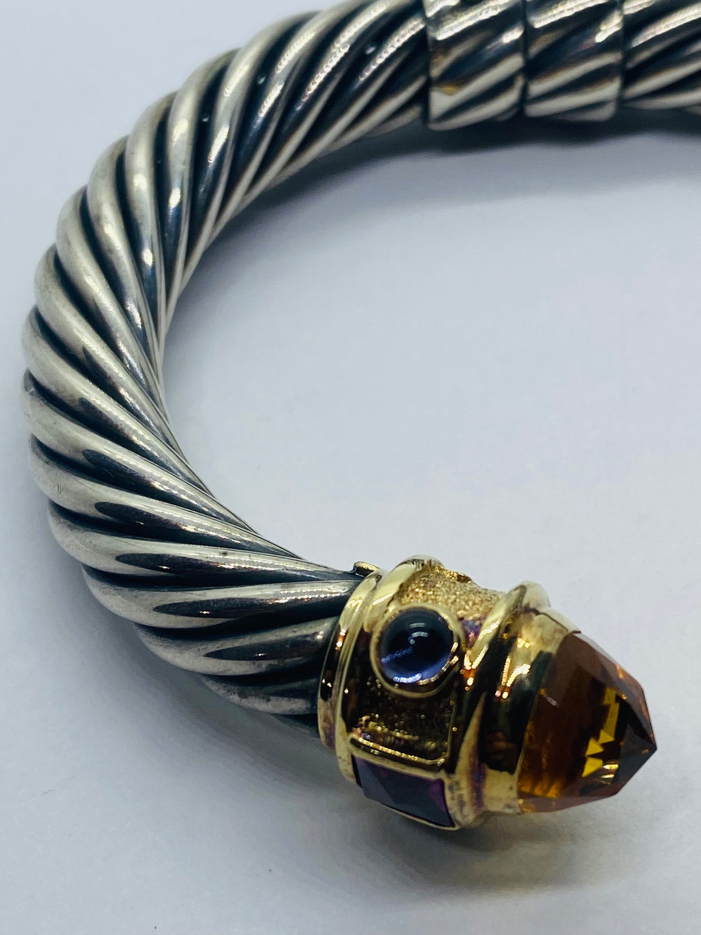 David Yurman 925 14K Gold 10MM Renaissance Bracelet Citrine Amethyst Tourmaline