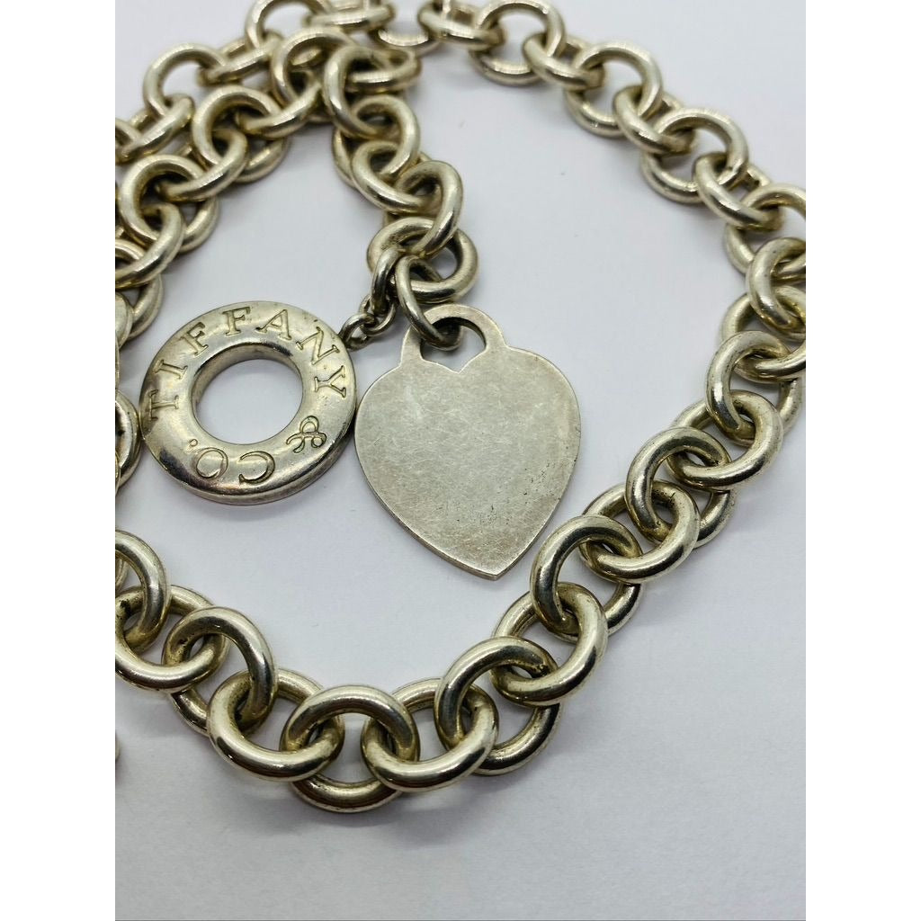 Tiffany & Co Sterling Silver Toggle Heart Tag Blank Heart Necklace 16"