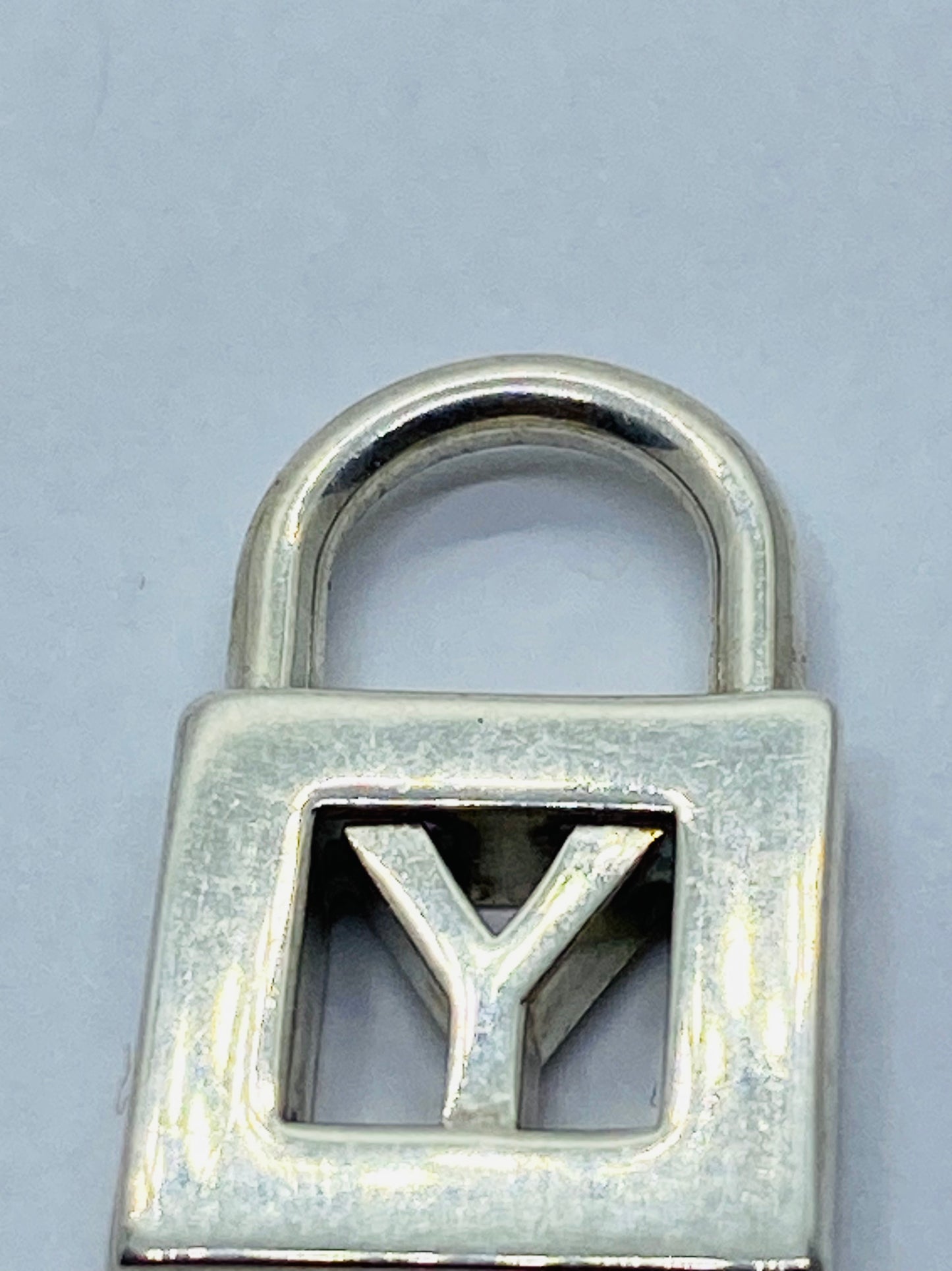 Tiffany & Co. Sterling Letter Y Padlock Pendant Charm Opens Closes Normally
