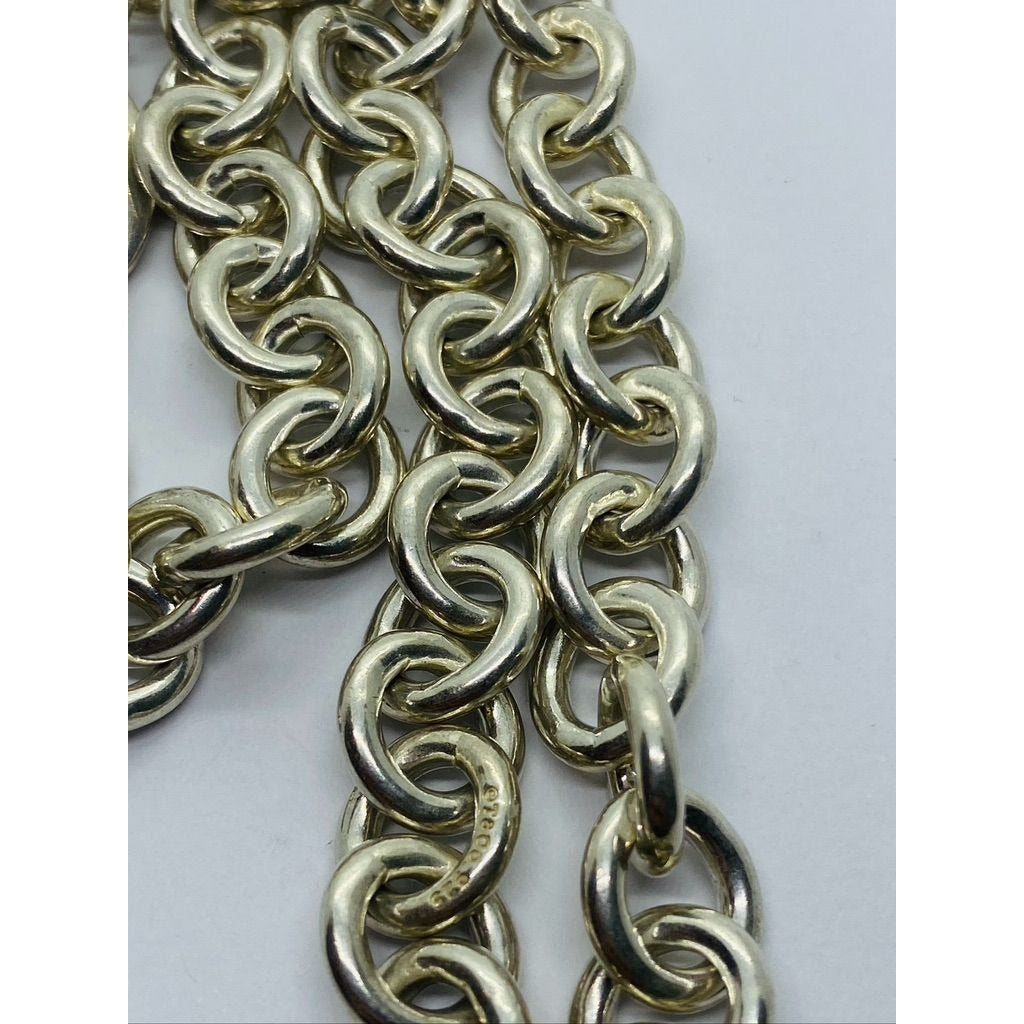 Tiffany & Co 16" Silver Round Link Rolo Chain Necklace Mens Unisex