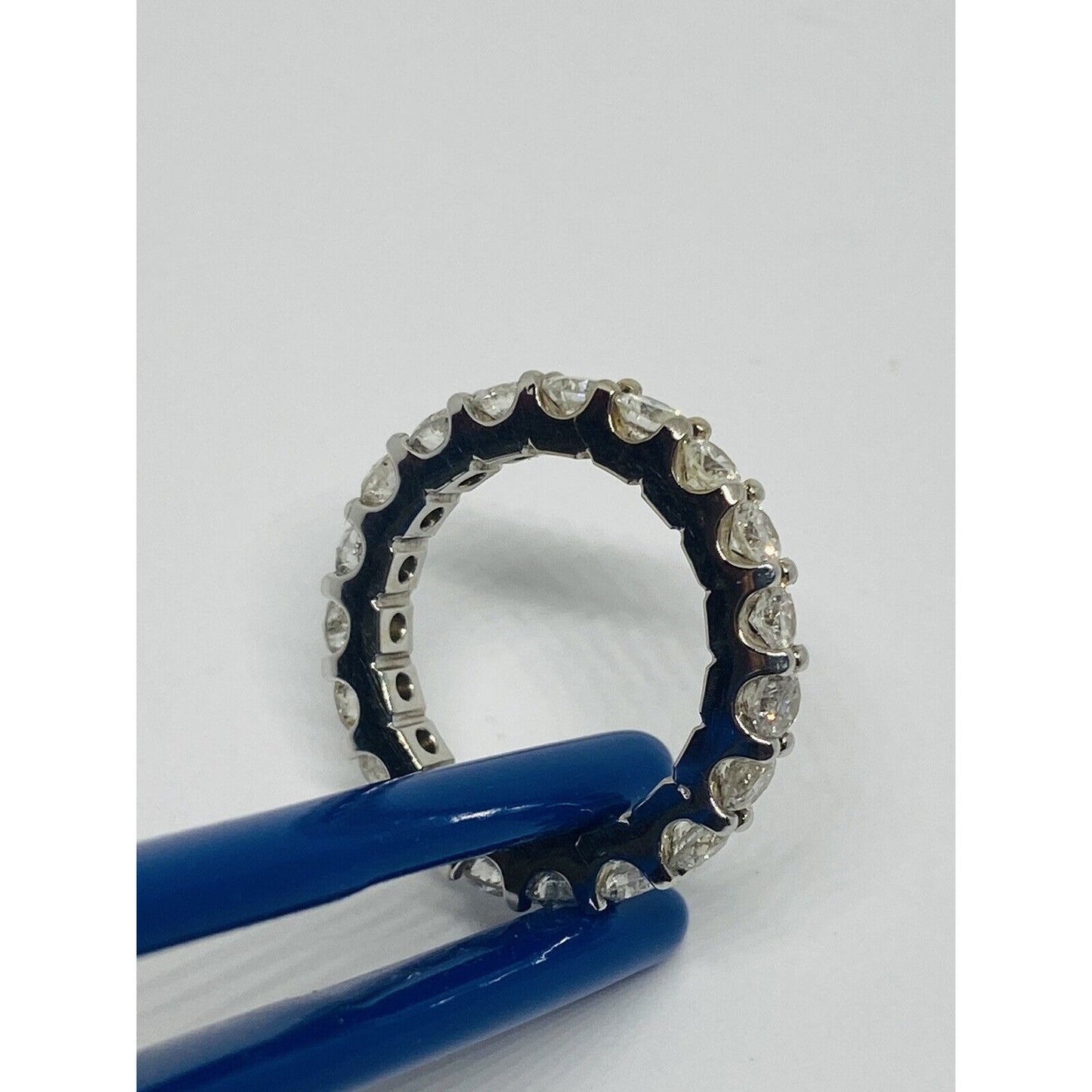 18K White Gold 3.23TCW diamond eternity band ring size 6 Mint Condition