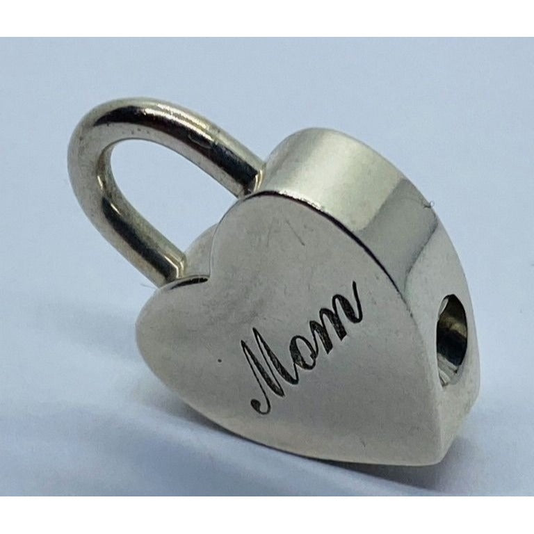 Tiffany & Co Sterling Silver 925 Mom Heart Padlock Charm Pendant Opens Closes