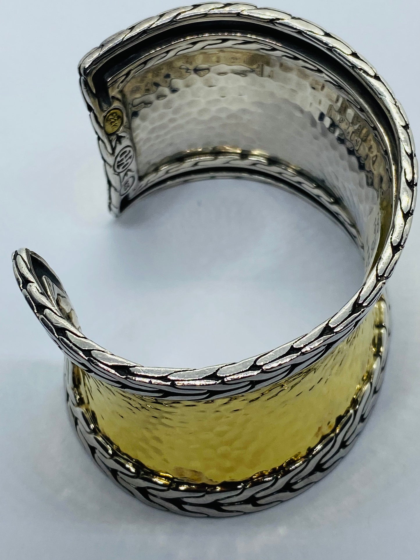 John Hardy Palu 1.5" Wide 22k Gold Sterling Silver Palu 6.5" Bracelet Cuff