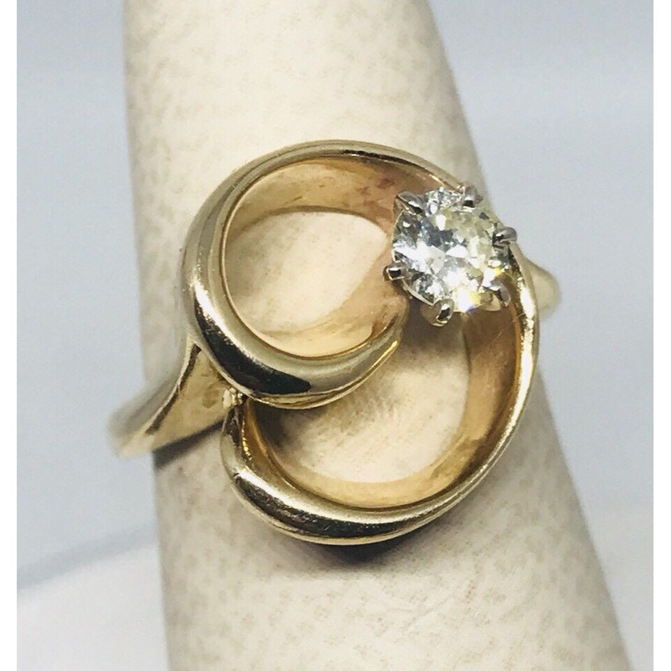Signed Treasure .36 ct Round Diamond 14k Yellow Gold Ring