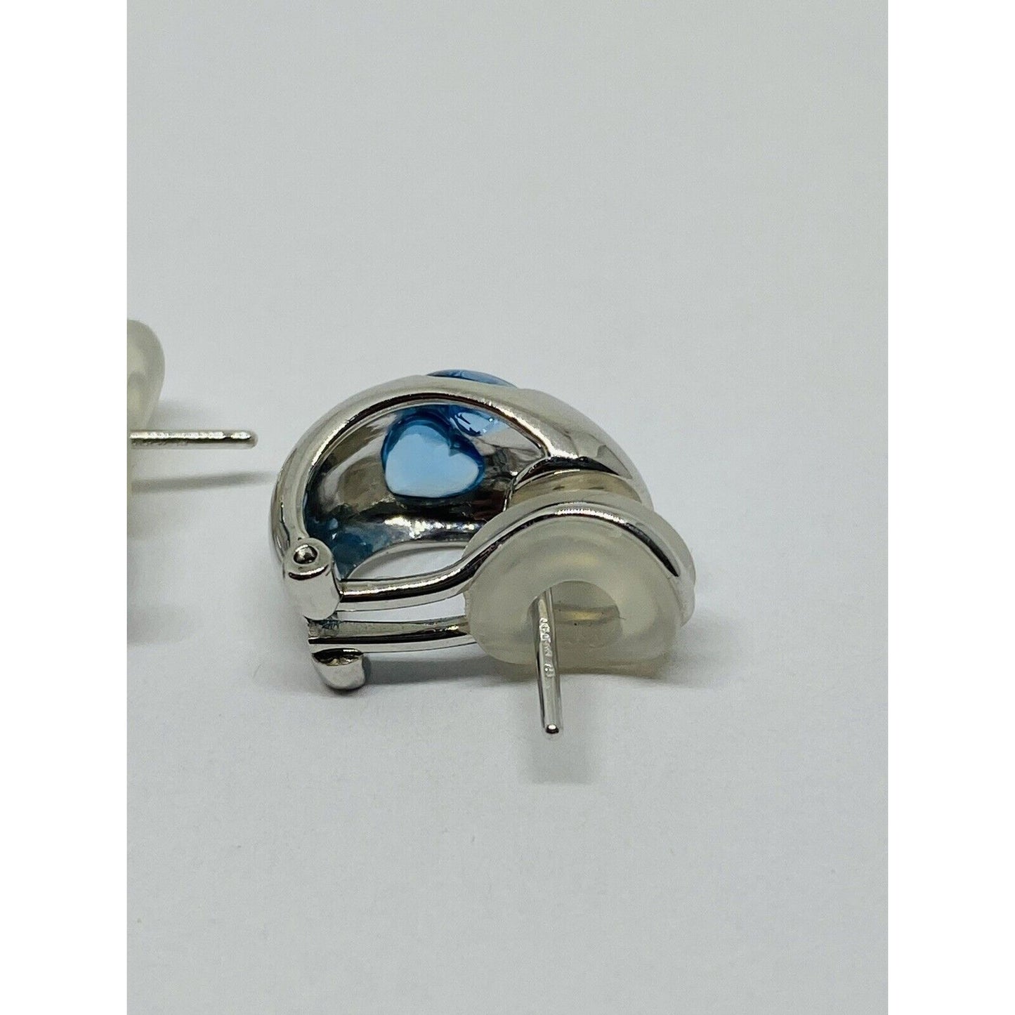 Ponte Vecchio 18K White Gold Blue Topaz Huggie Earrings 18K 750 Pierced