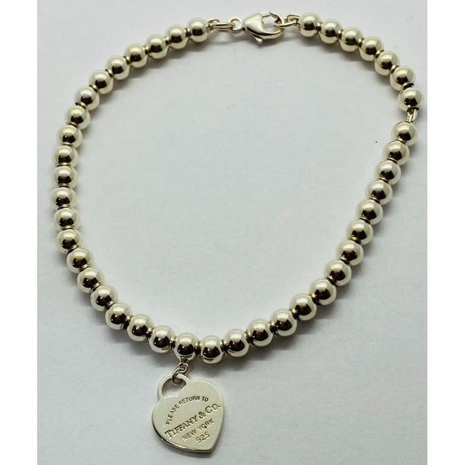 Tiffany & Co Bead "Please Return To Tiffany" 4mm heart bracelet