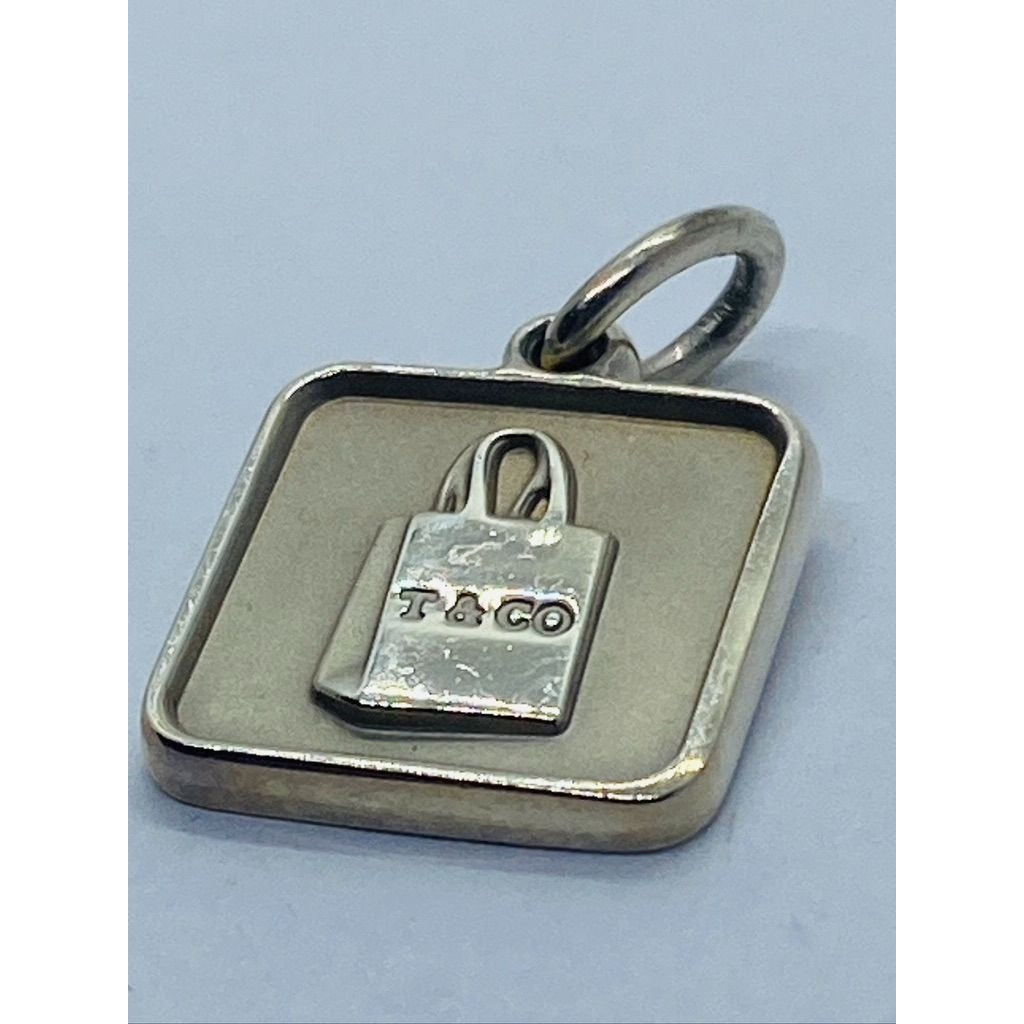 TIFFANY & CO SILVER LEXICON SHOPPING BAG PENDANT CHARM