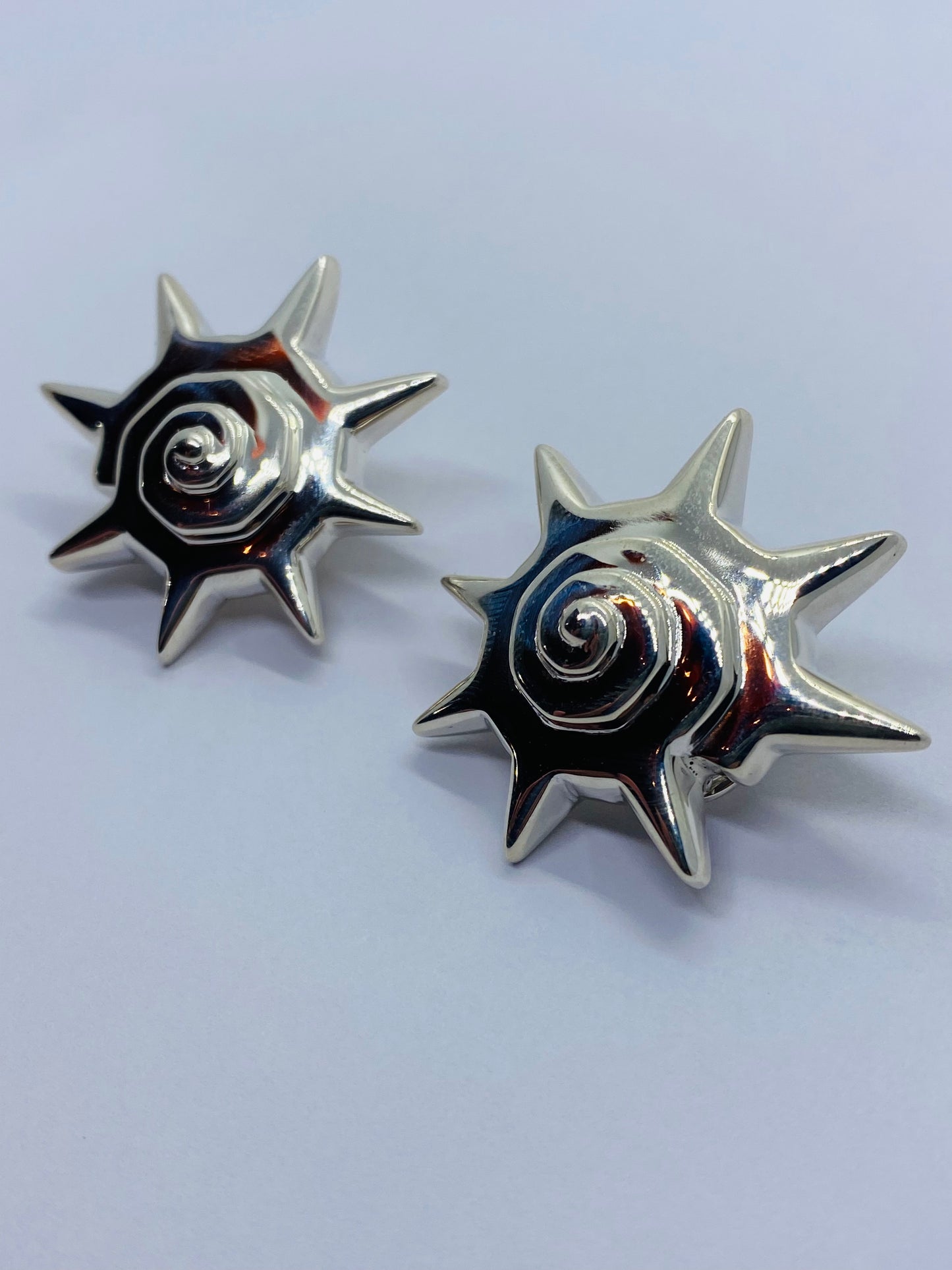 Tiffany & Co RARE Silver Sun Star Seashell Earrings 35MM Wide Clip On