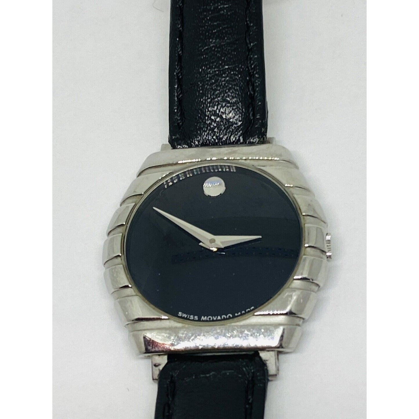 Movado 84 G4 1840 Riveli Ladies Black Dial Face 26MM Case Leather Band