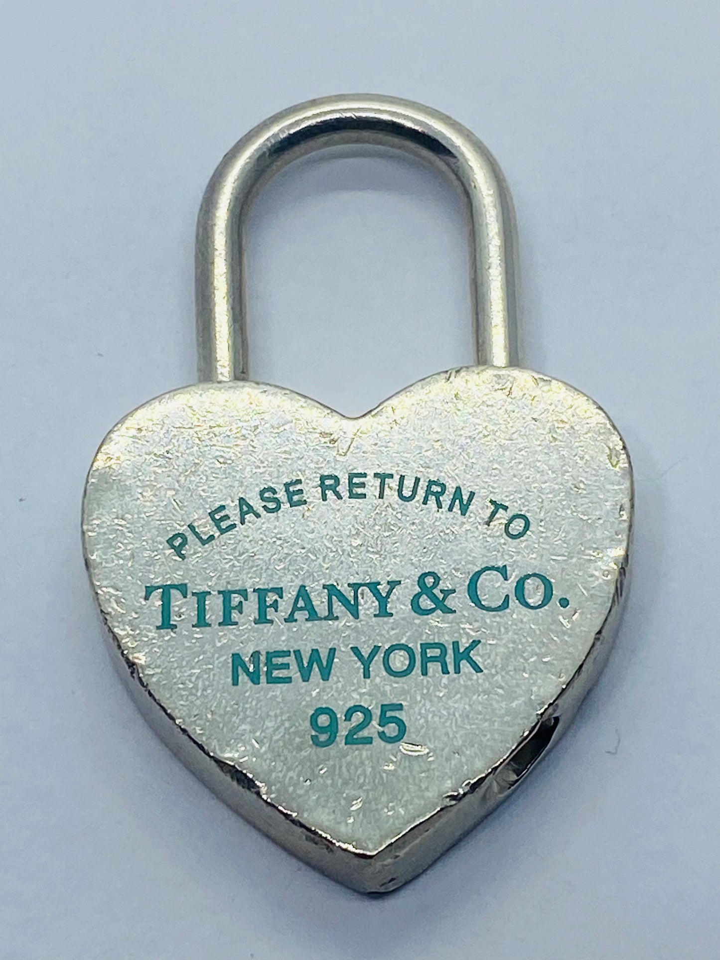 GIANT Tiffany & Co Blue Enamel Heart Padlock Please Return to Tiffany & Co NY 2”